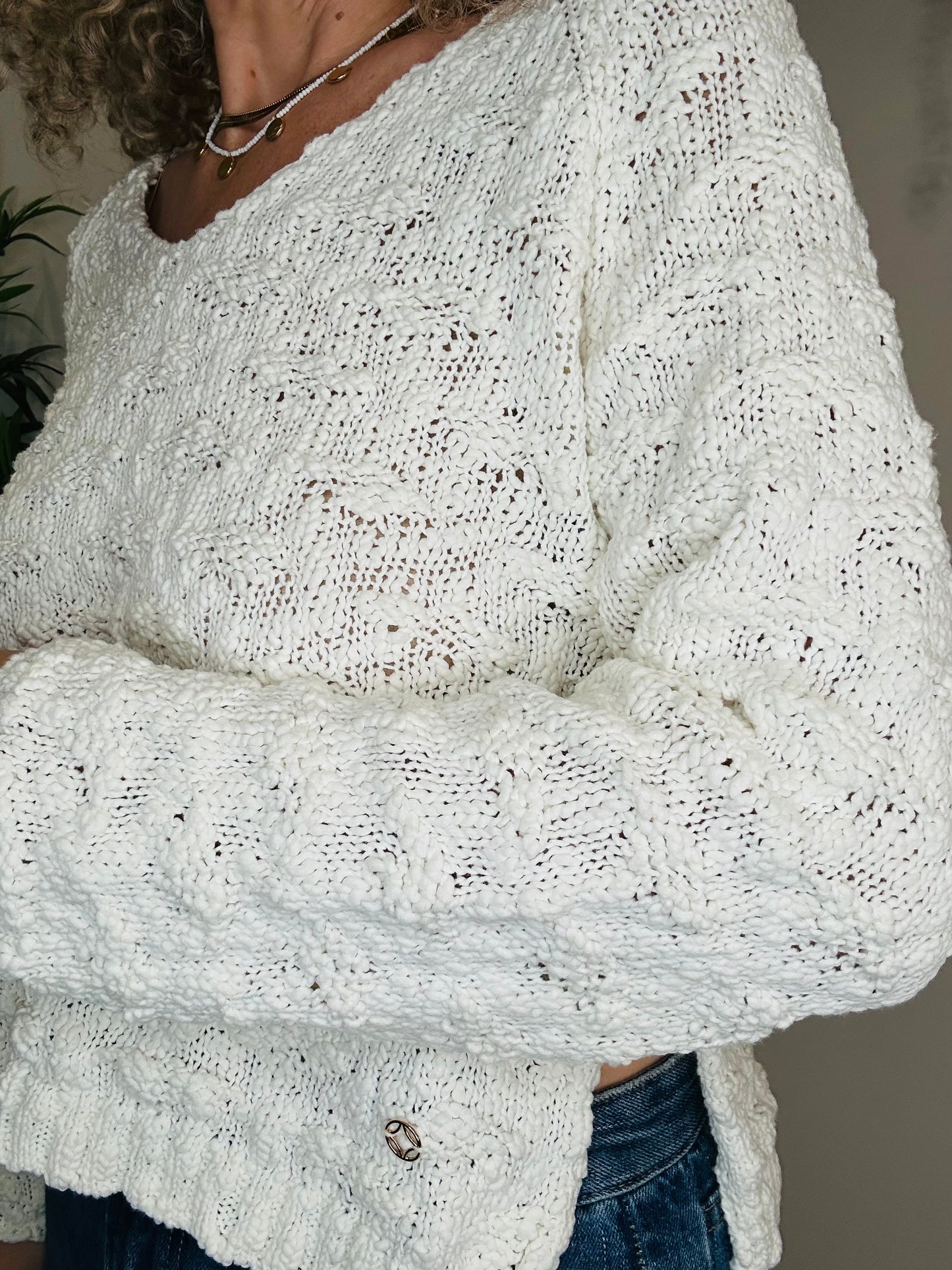 Crochet Knit Jumper - Size XS