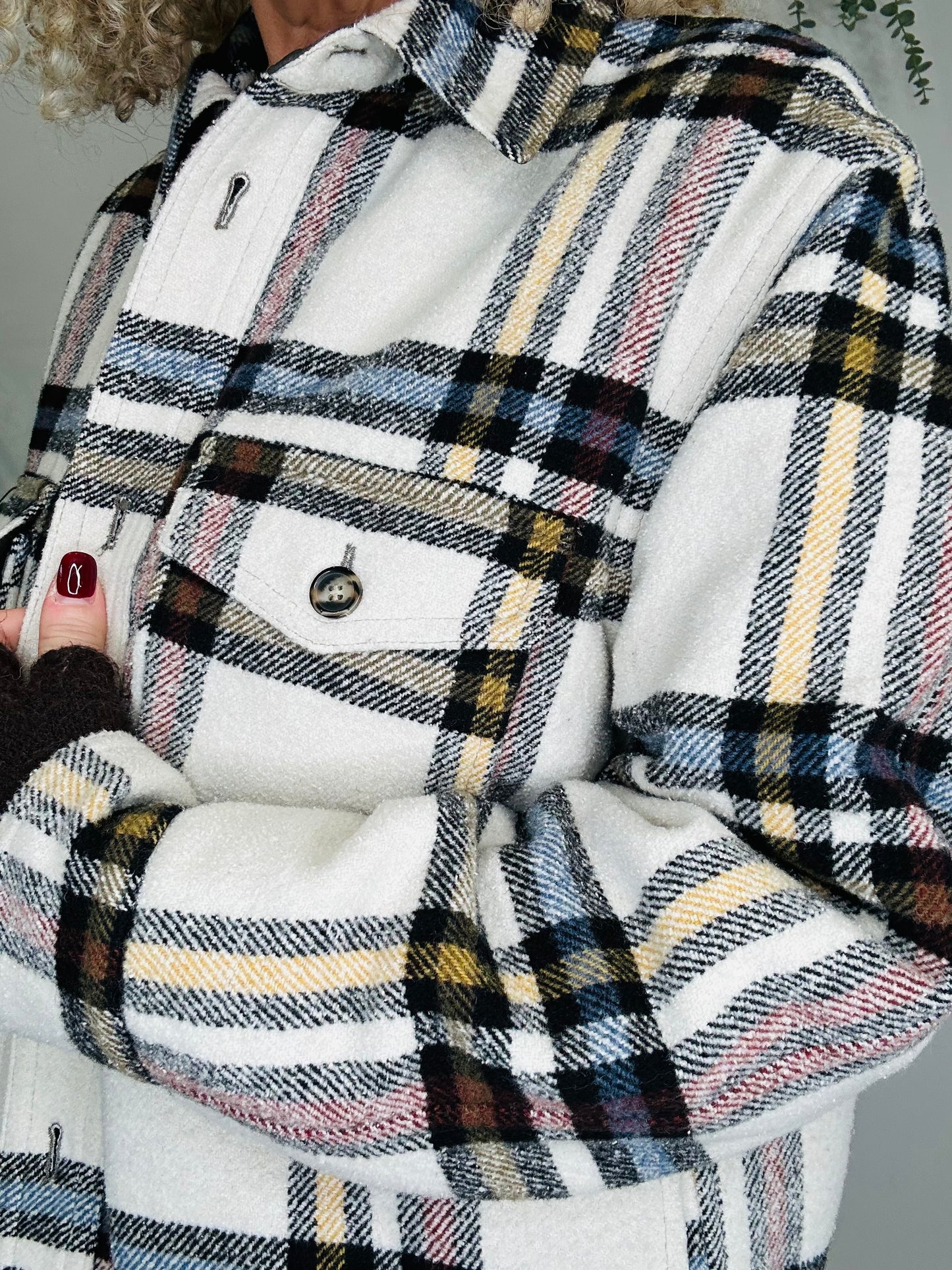 Ervey Check Shacket - Size S