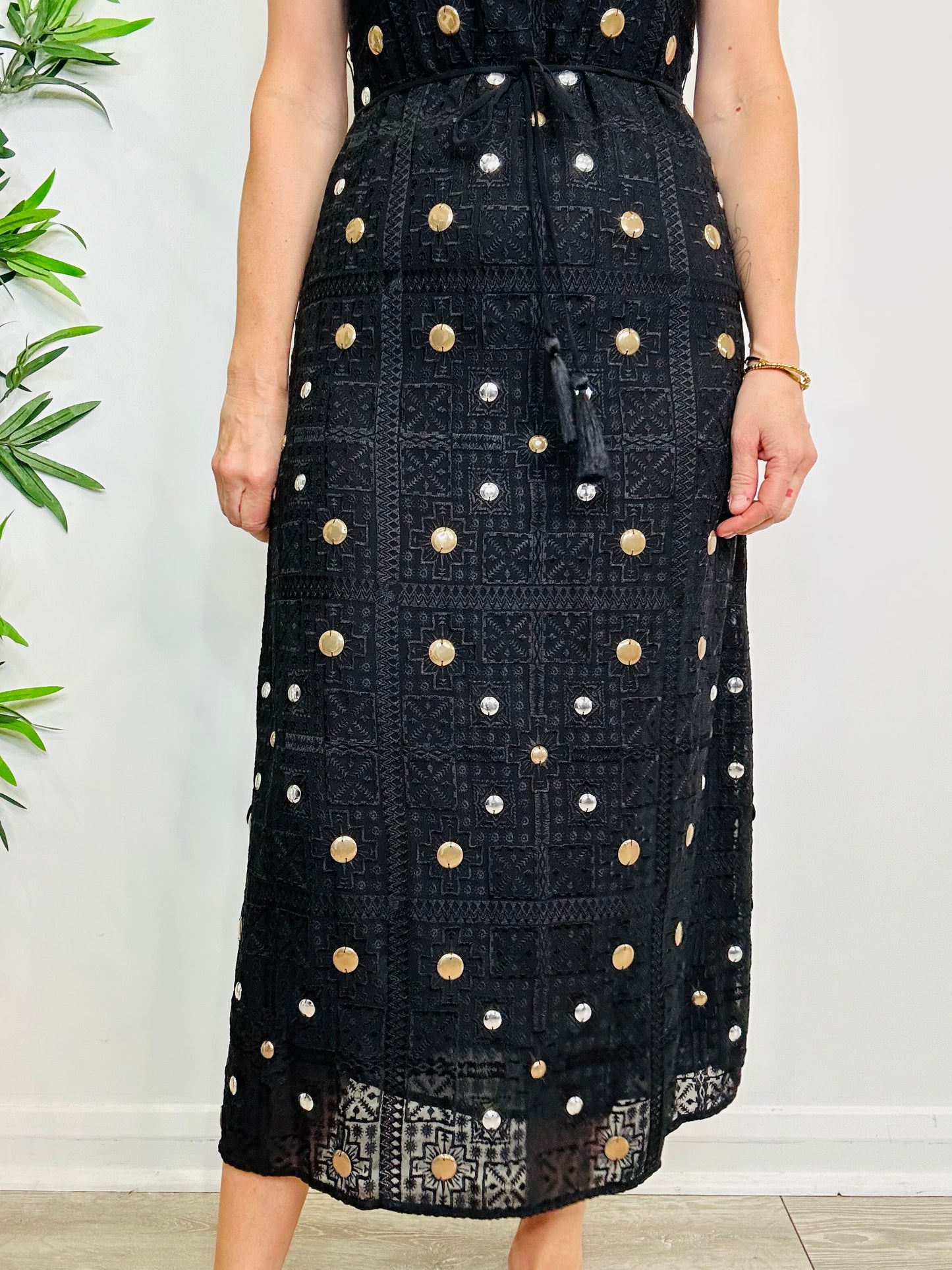 Embellished Midi Dress - Size XS
