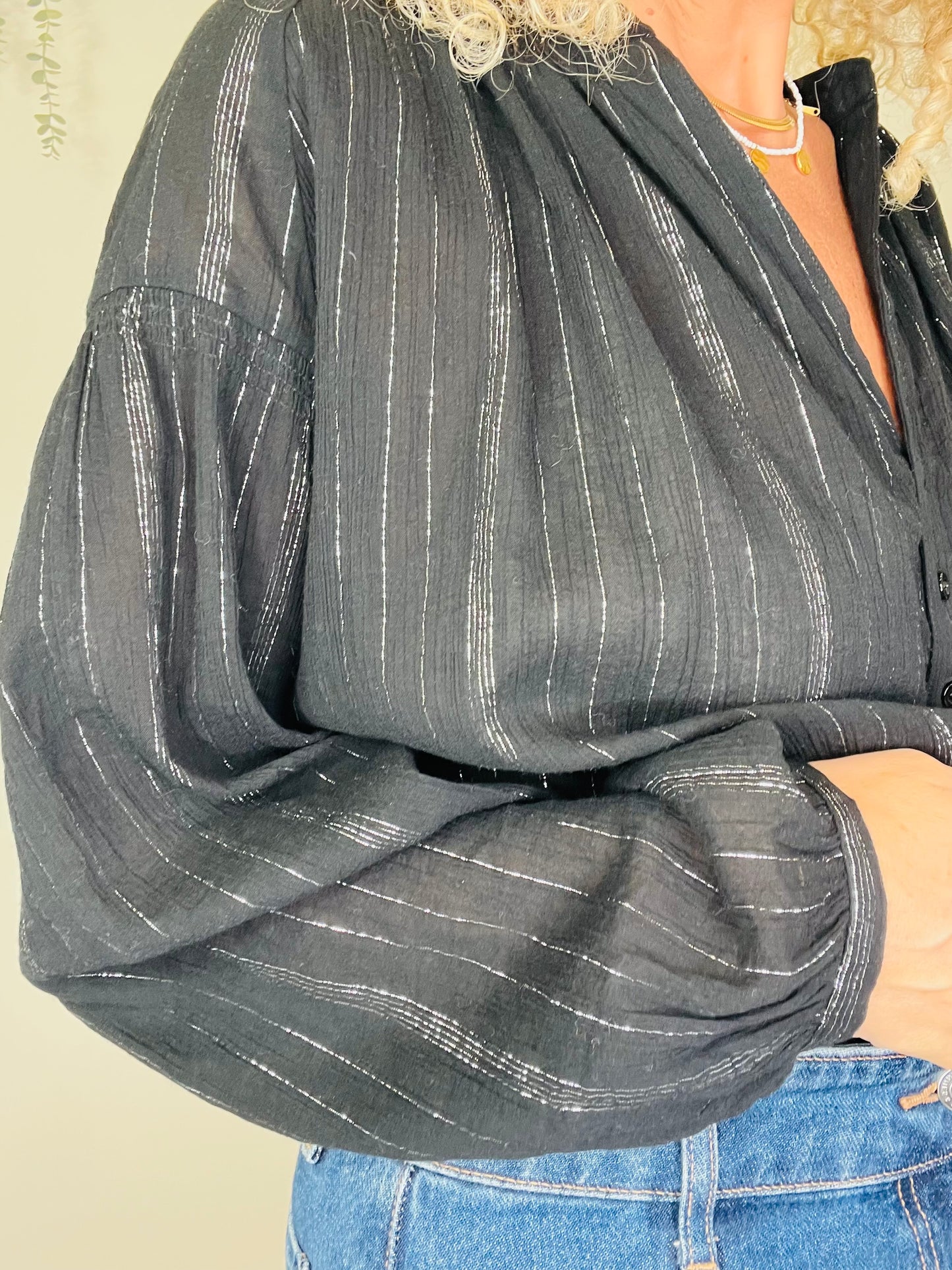 Metallic Stripe Blouse - Size L