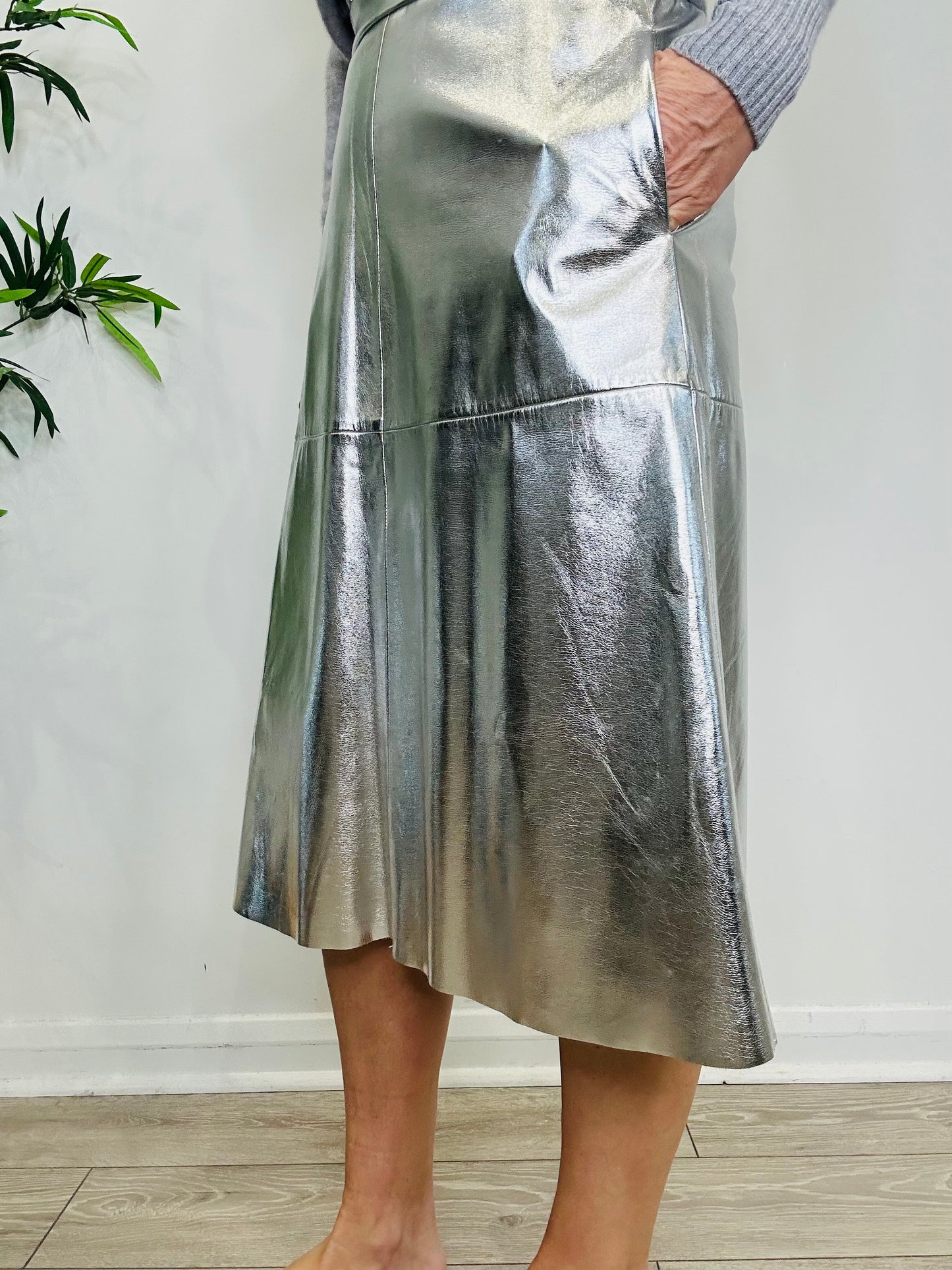 Metallic Faux Leather Skirt - Size 1