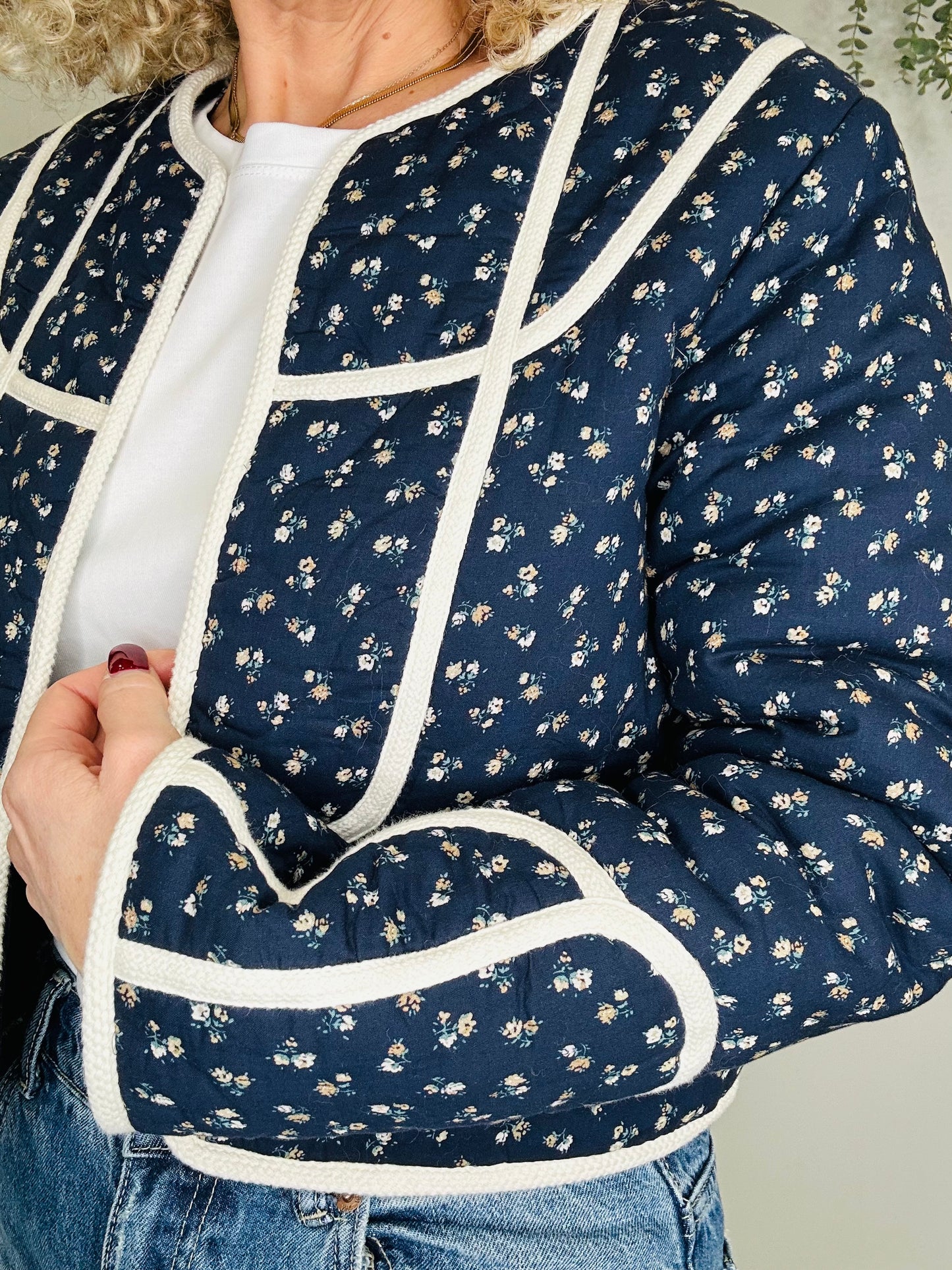 Floral Quilted Jacket - Size 38