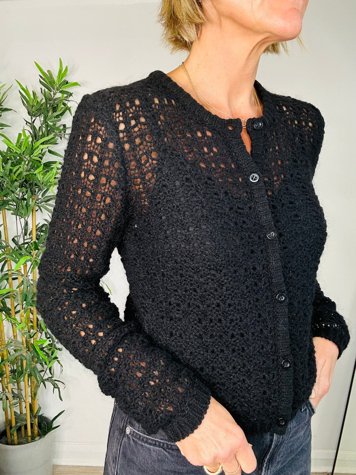 Open Knit Cardigan - Size S