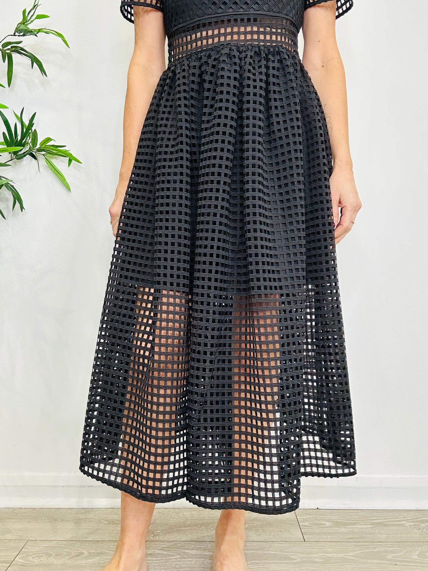 Grid Lace Midi Dress - Size 12