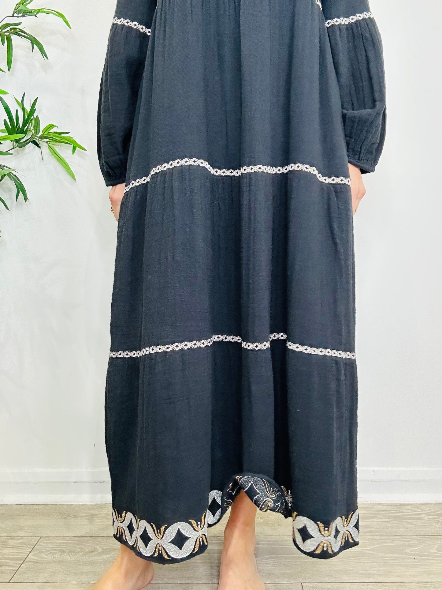 Embroidered Cotton Dress - Size M