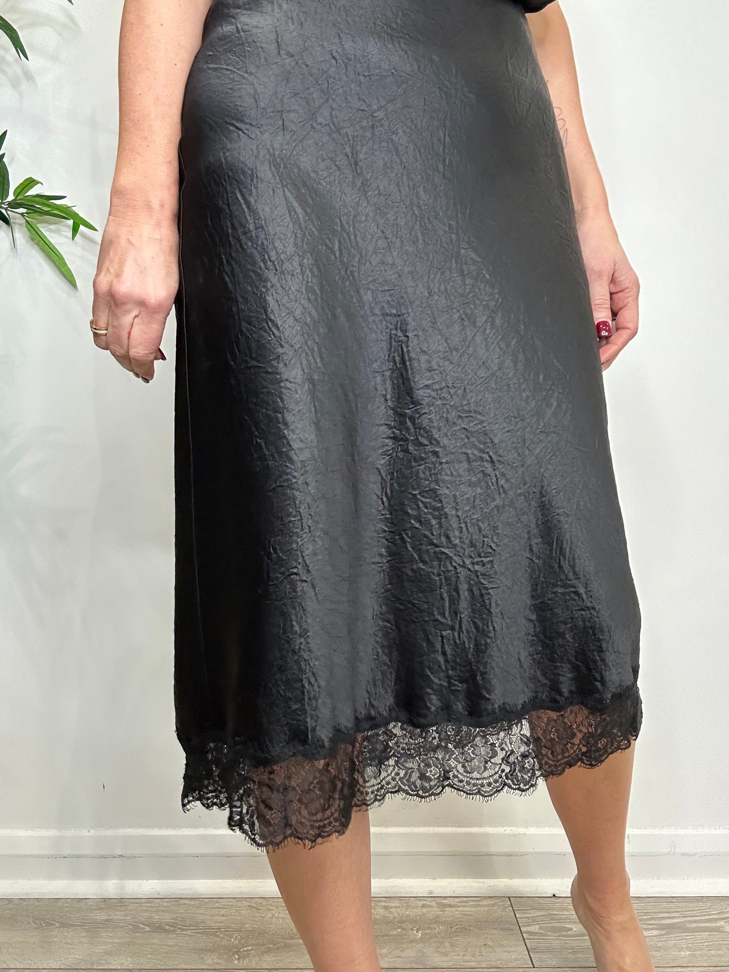 Crinkle Satin Skirt - Size S