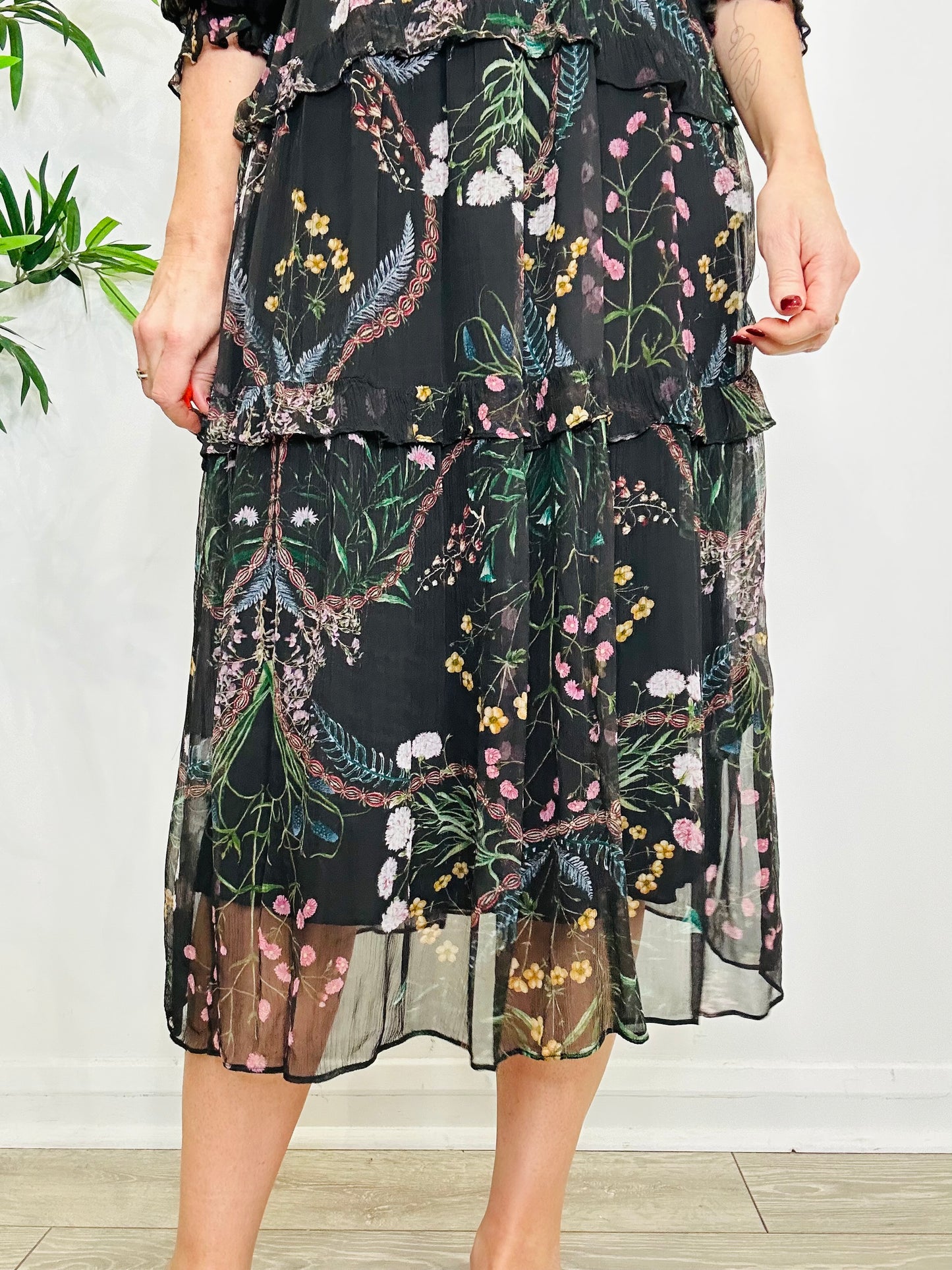 Floral Midi Dress - Size 2