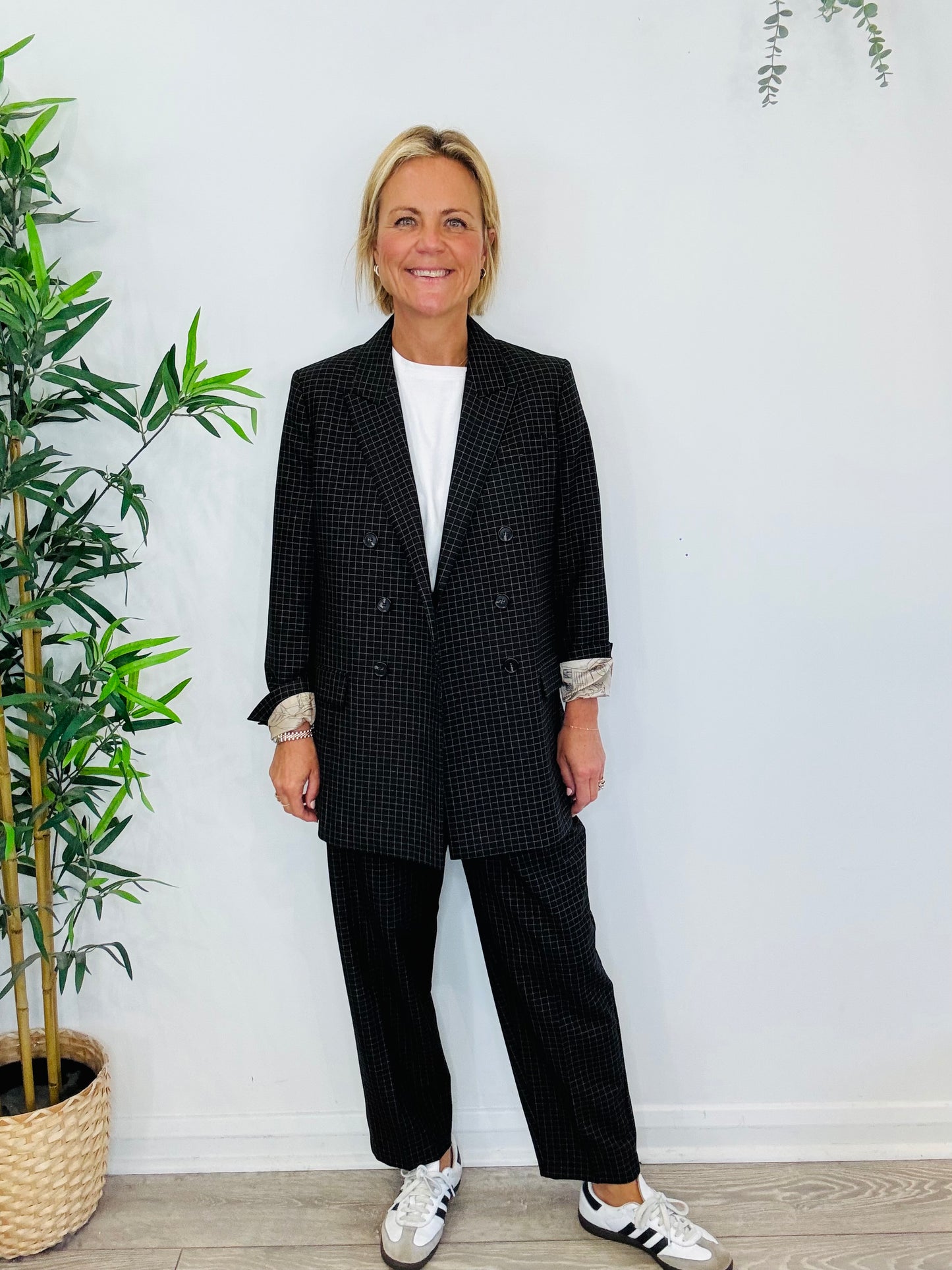 Check Trouser Suit - Size 34