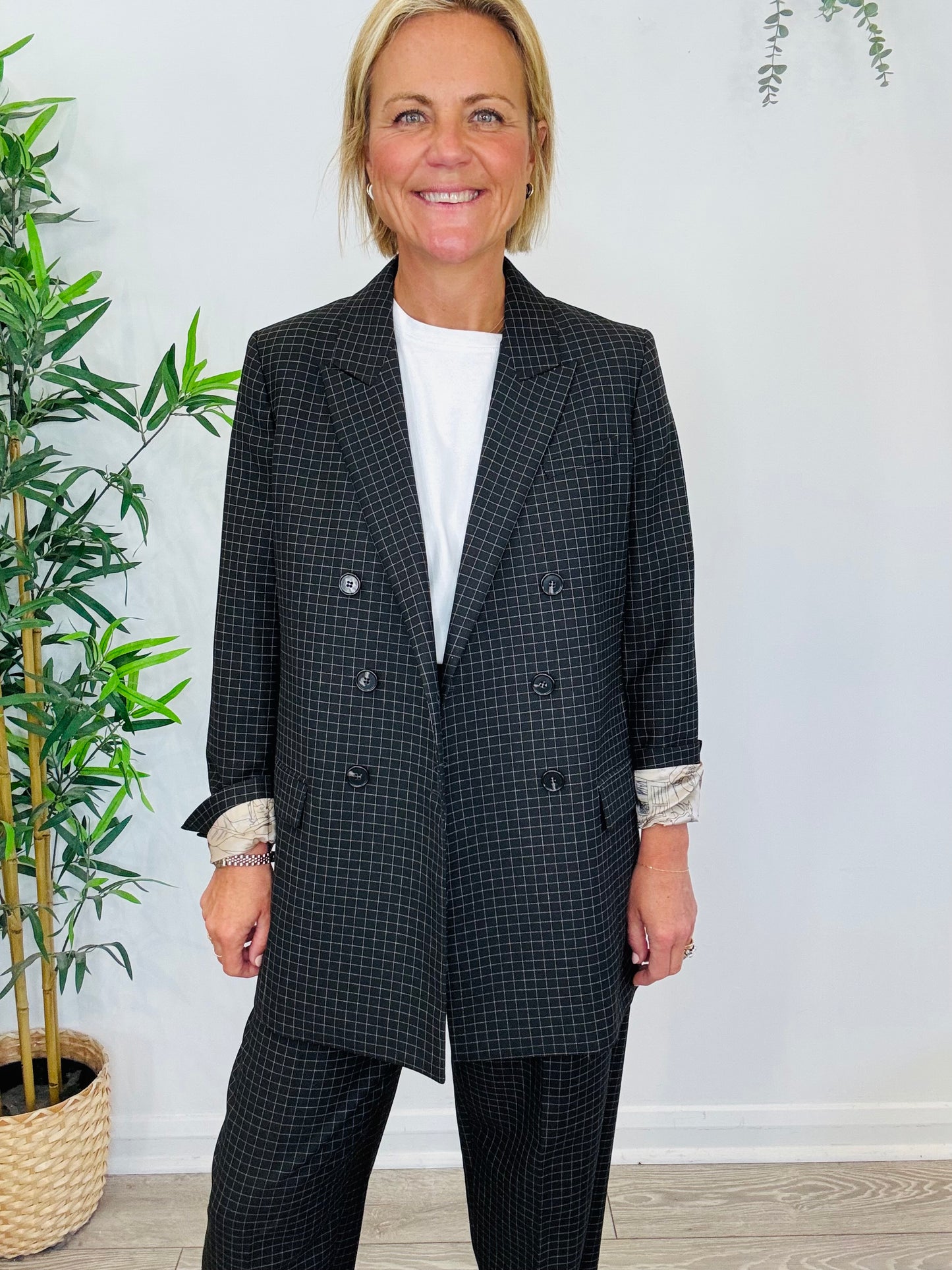 Check Trouser Suit - Size 34