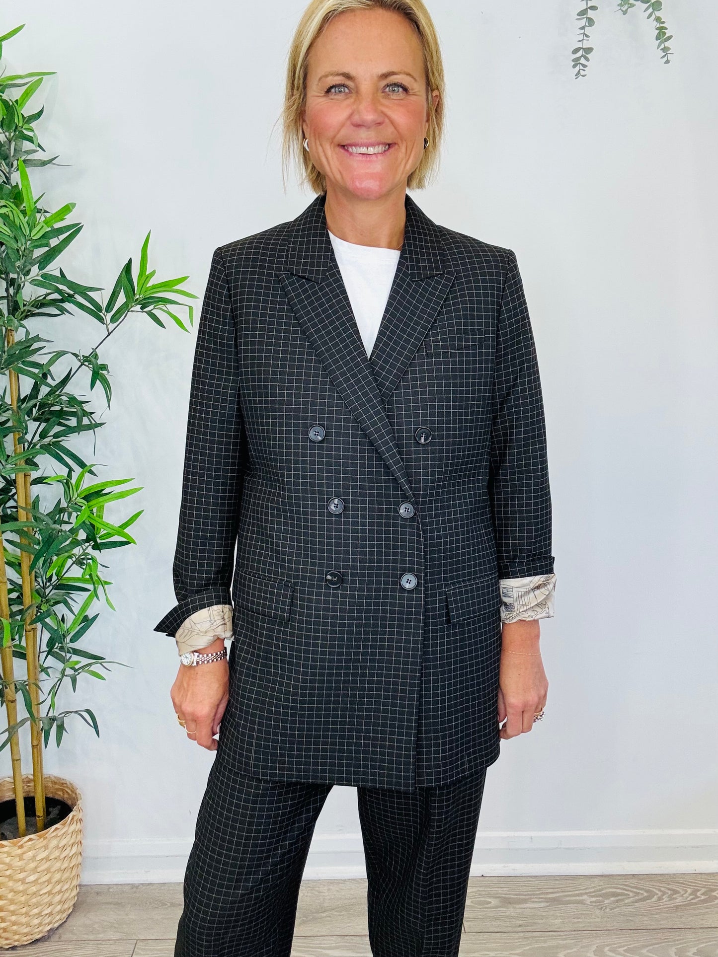 Check Trouser Suit - Size 34