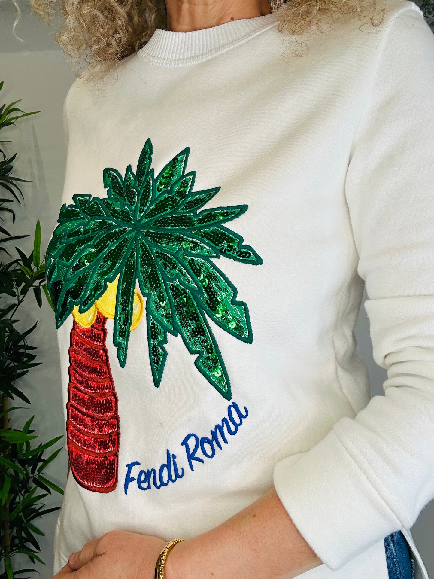 Sequin Palm Tree Sweatshirt - Size 36