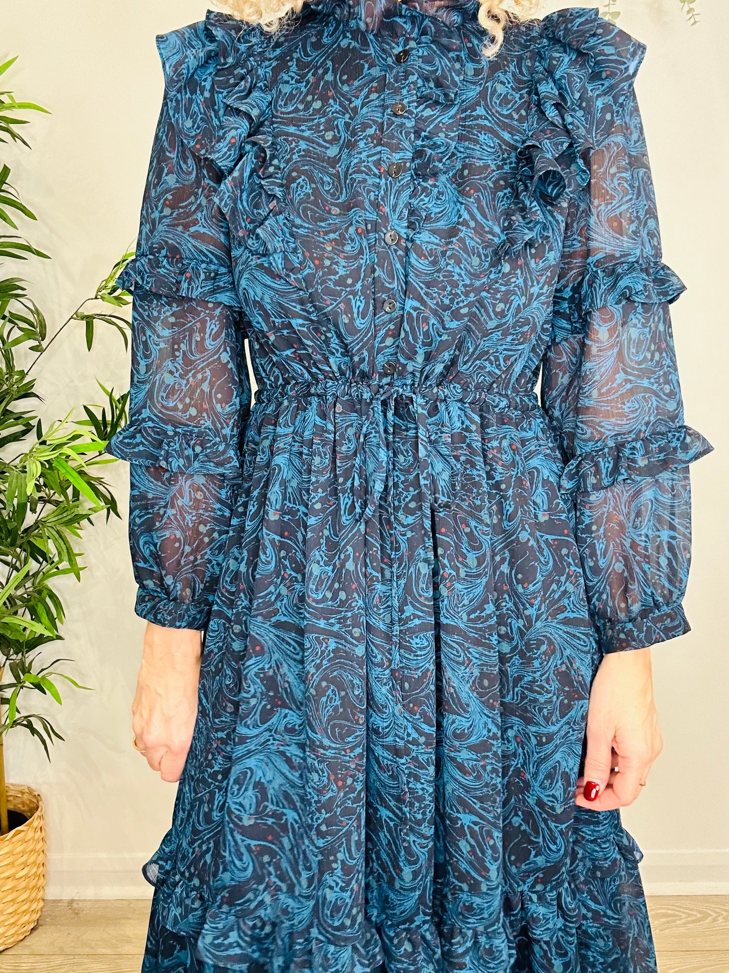 Marble Print Midi Dress - Size 12