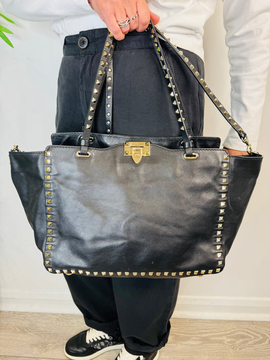 Rockstud Leather Tote