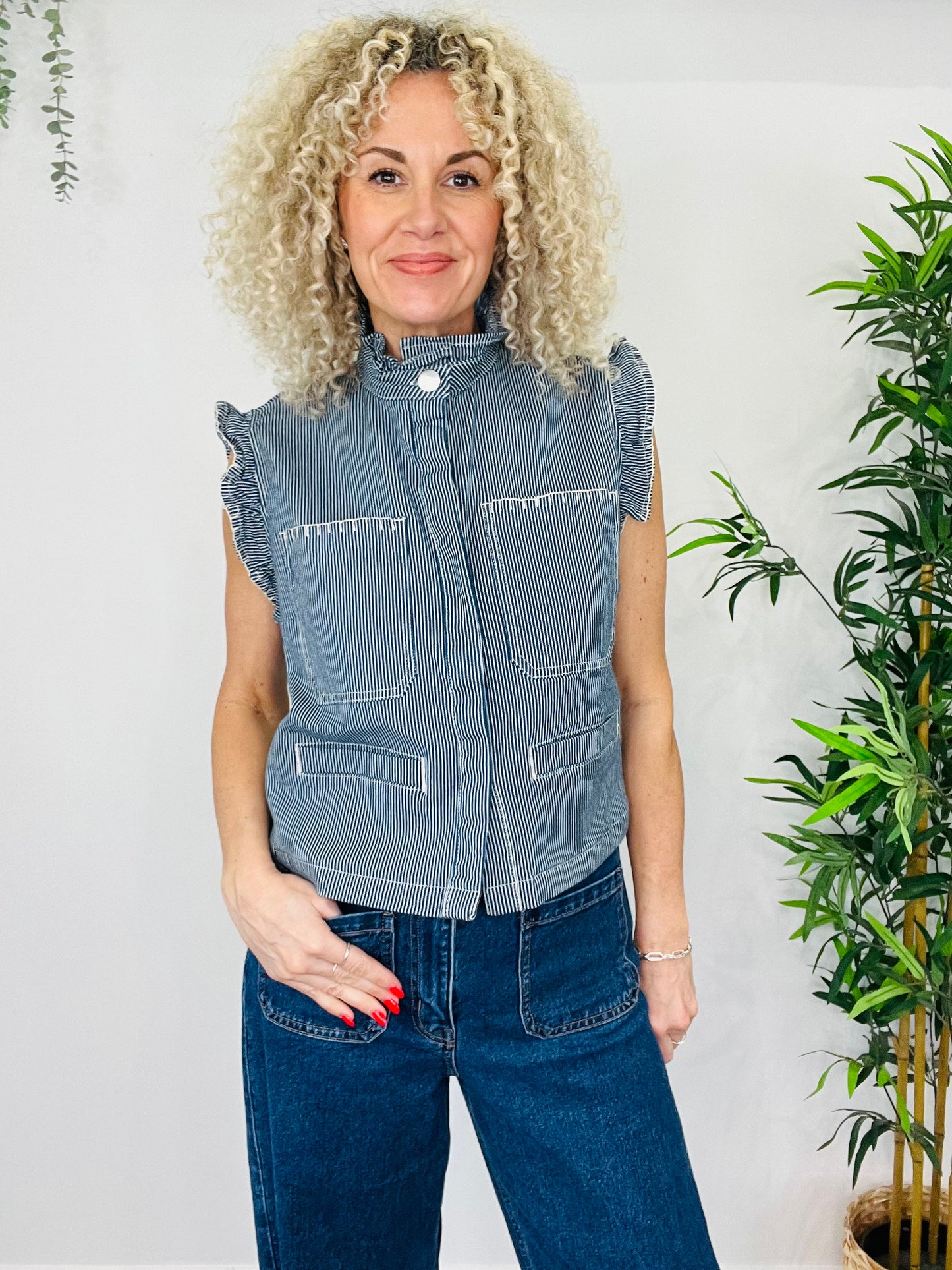Striped Denim Gilet - Size 12