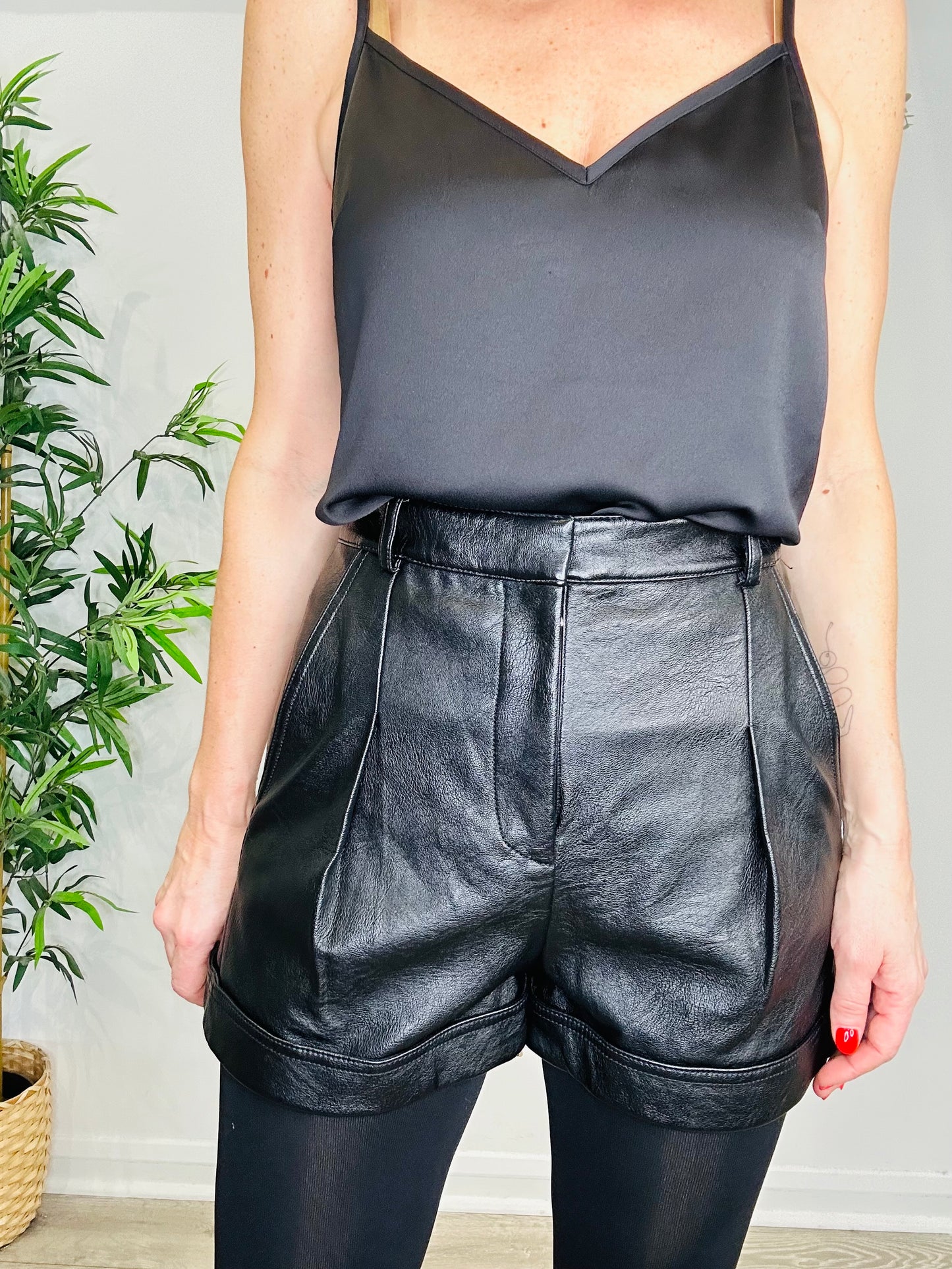 Vegan Leather Shorts - Size 40