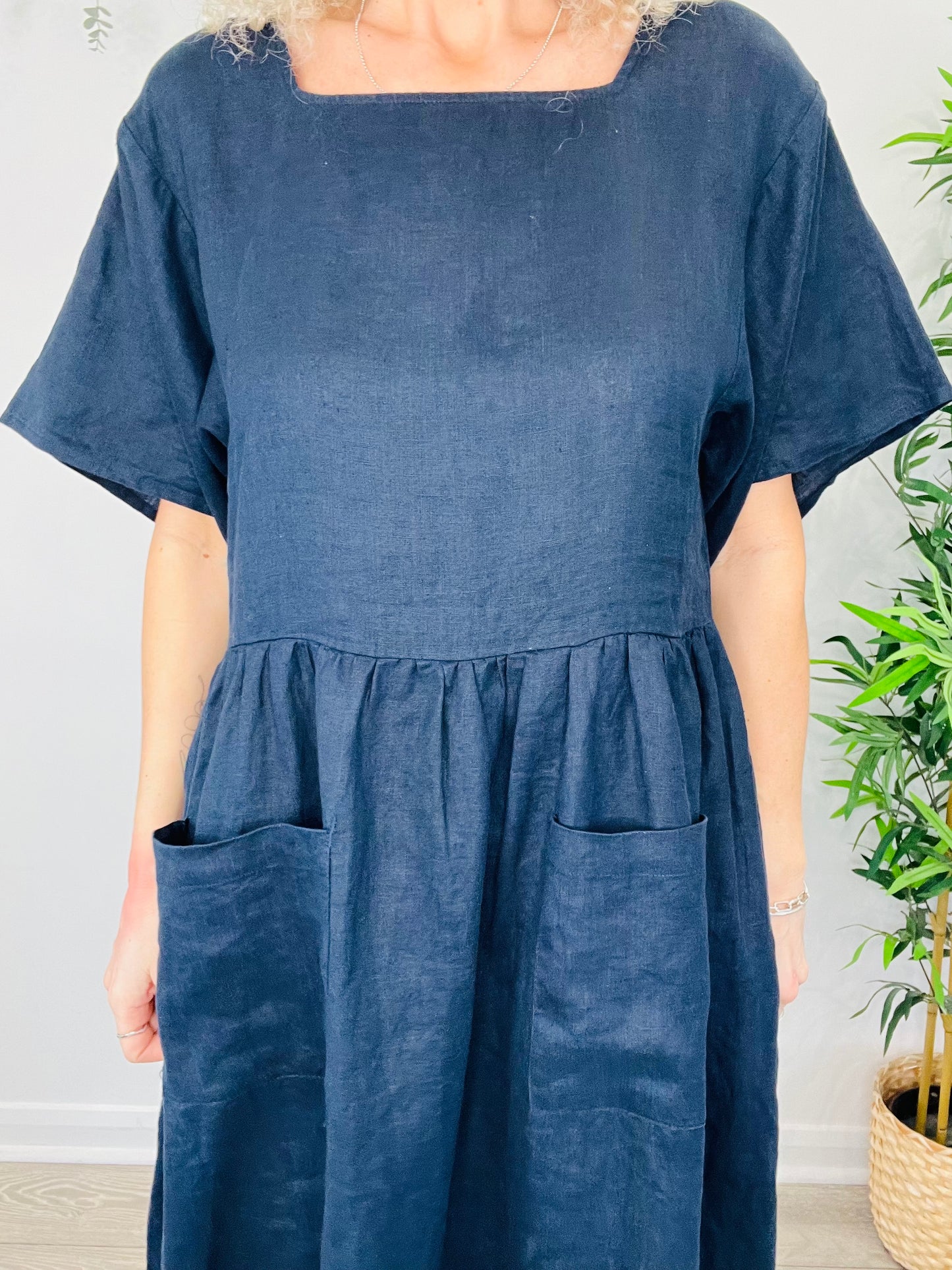 Linen Midi Dress - Size 10