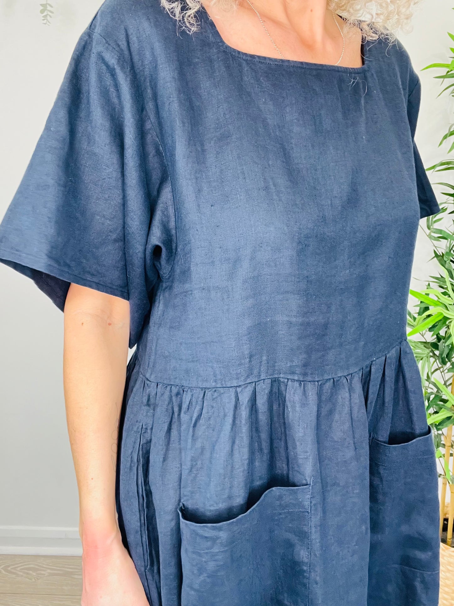 Linen Midi Dress - Size 10