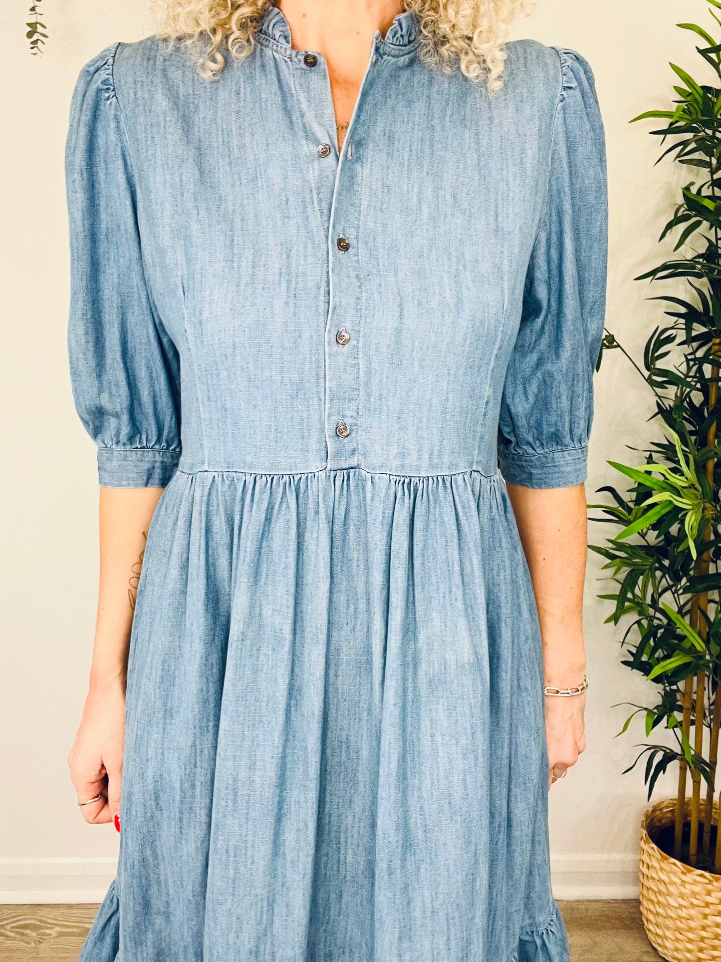 Tiered Denim Dress - Size 12