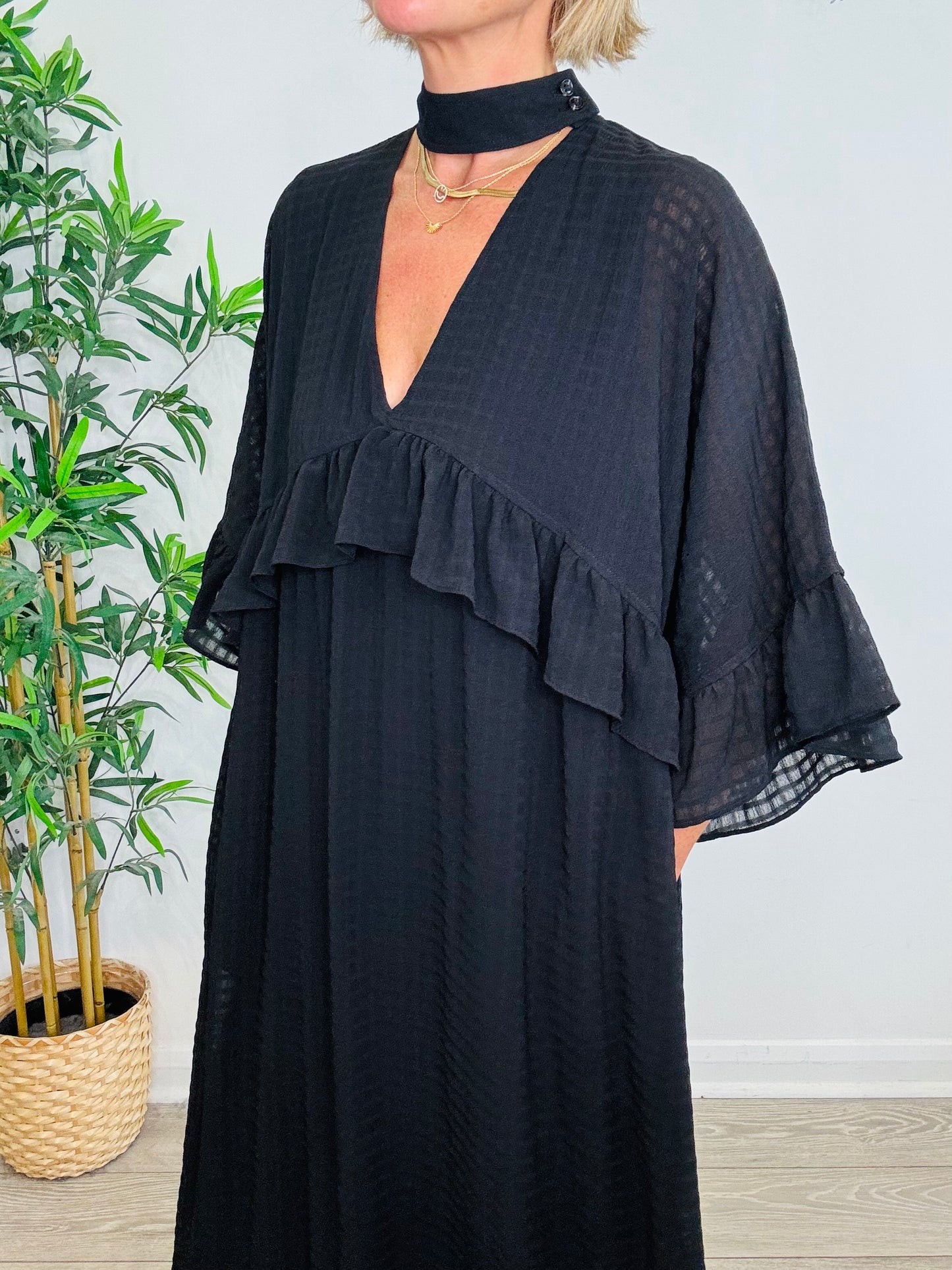 Frill Maxi Dress - Size 36