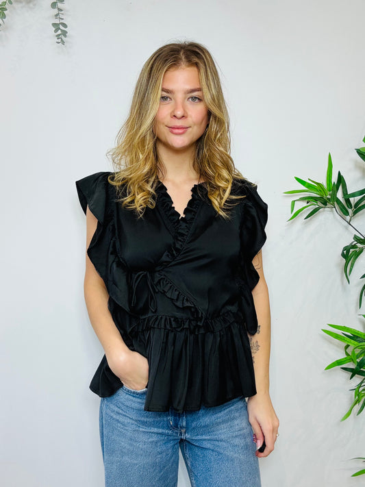 Frill Wrap Top - Size 34