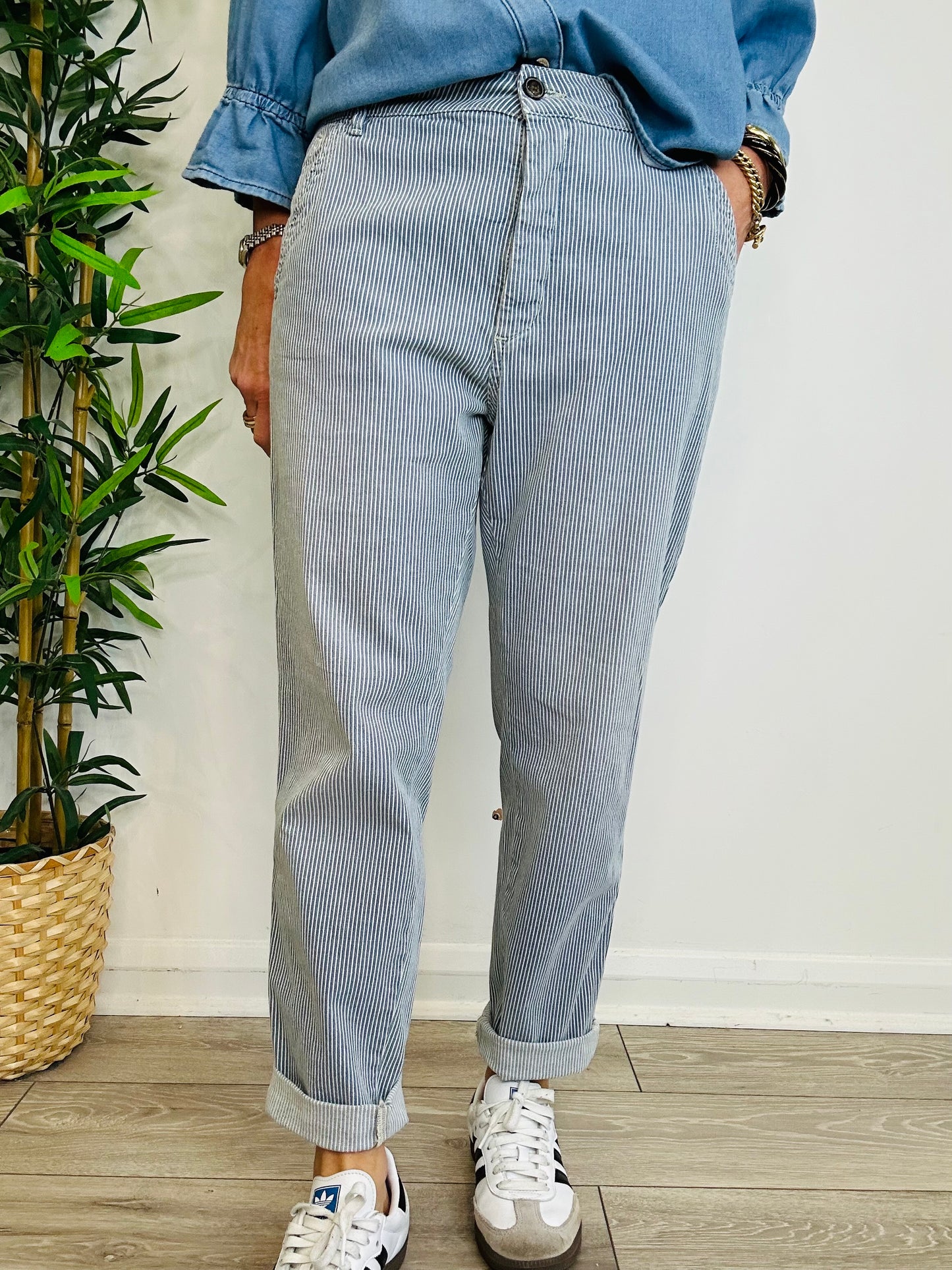 Scott Stripe Trousers - Size 28