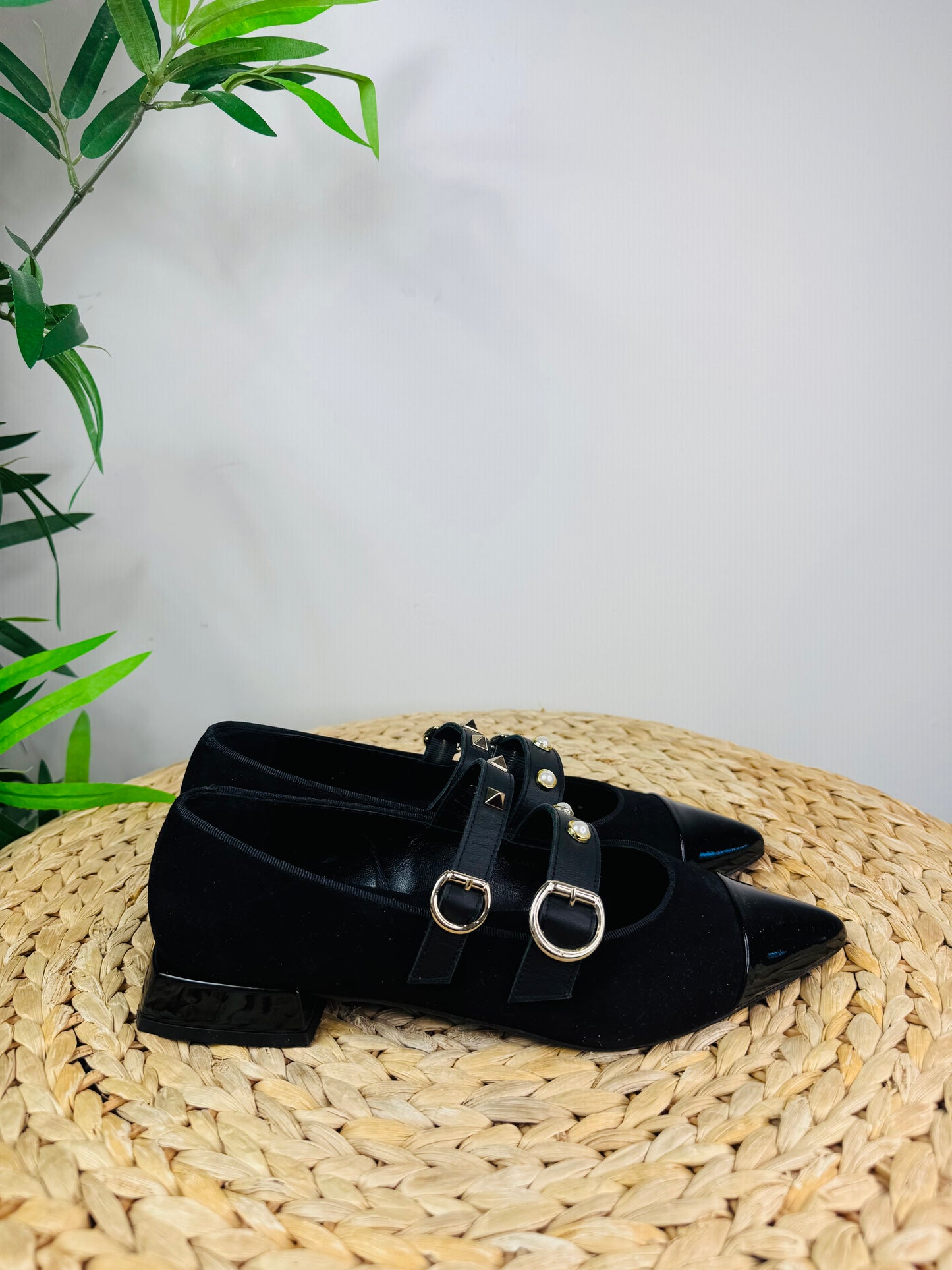 Suede Studded Flats - Size 39