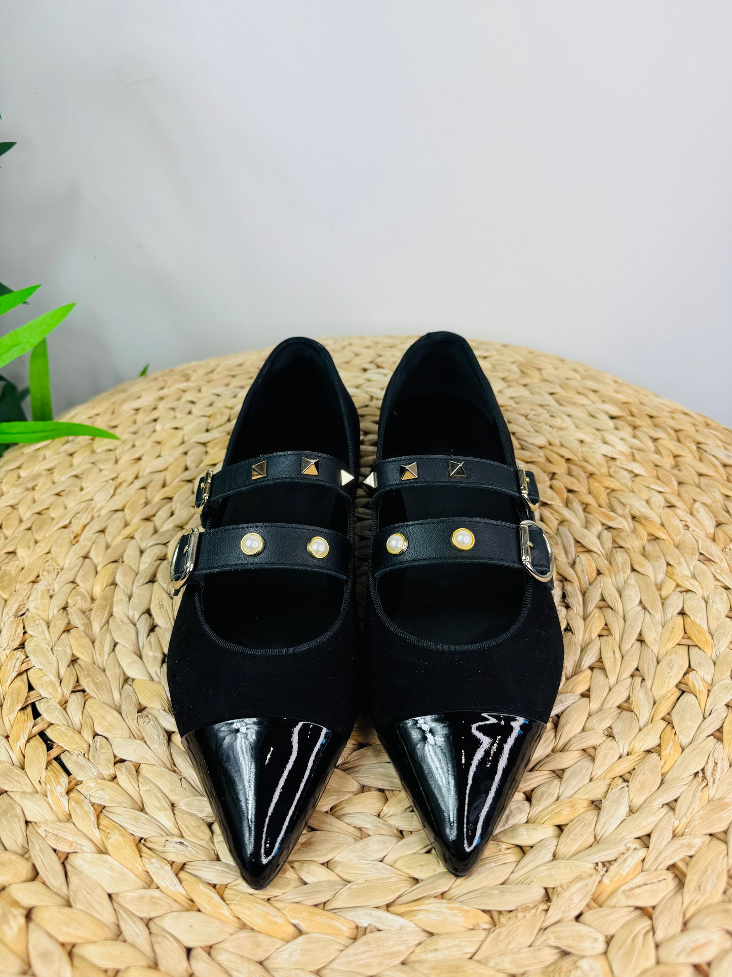 Suede Studded Flats - Size 39