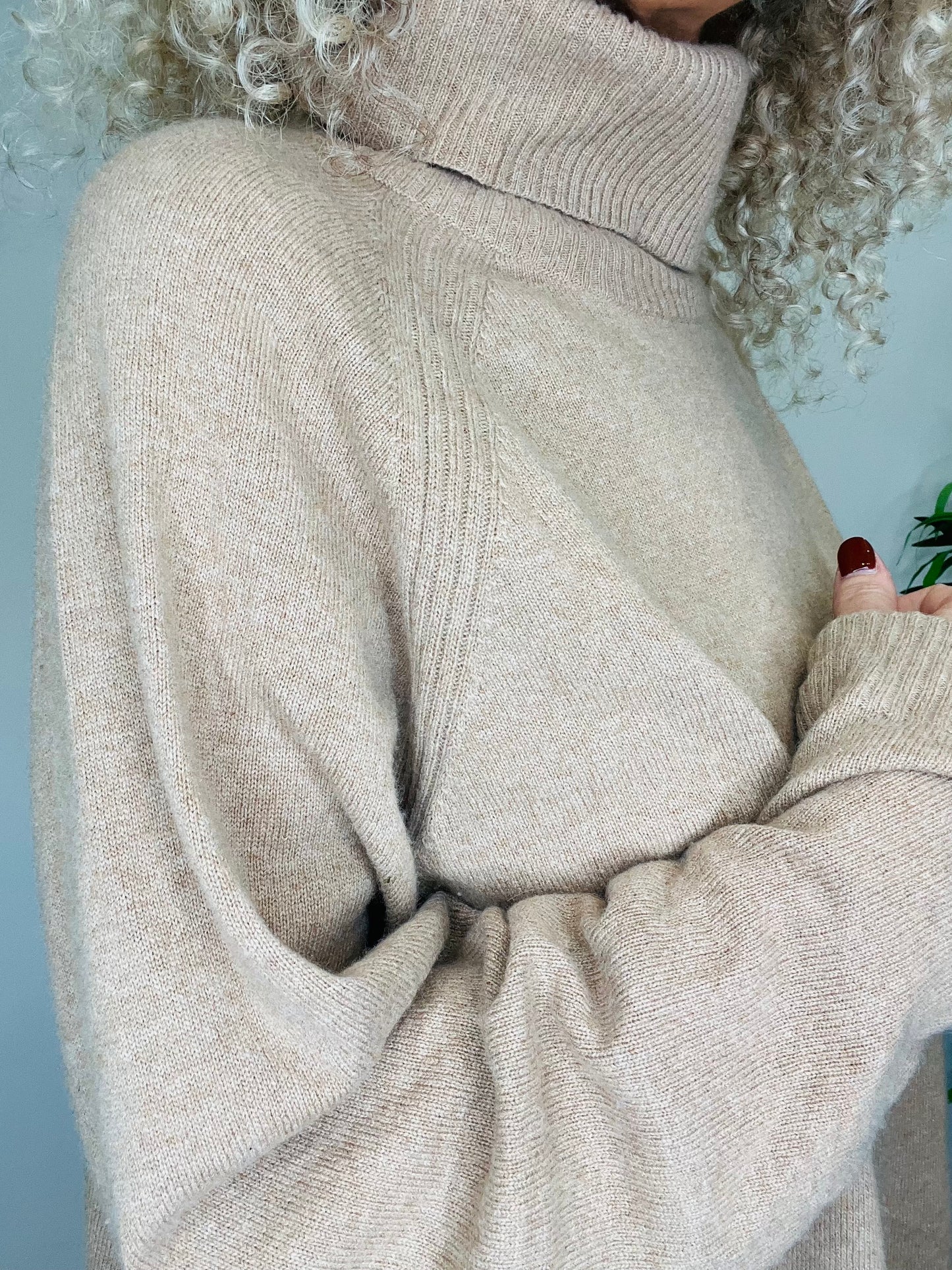 Cashmere Polo Neck Jumper - Size L