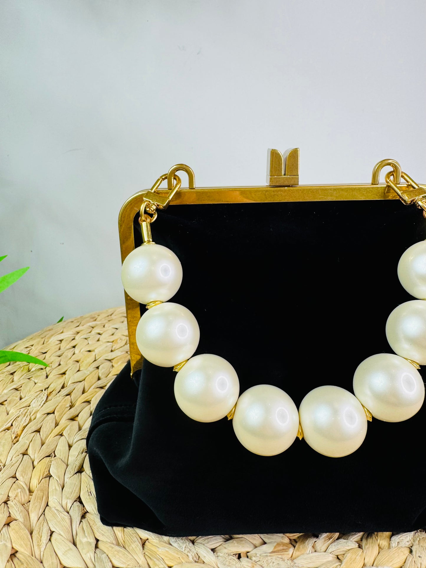 Velvet Pearl Handle Bag