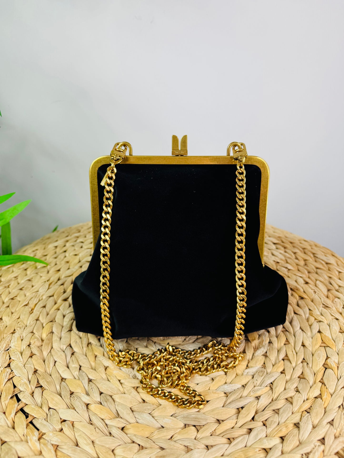 Velvet Pearl Handle Bag