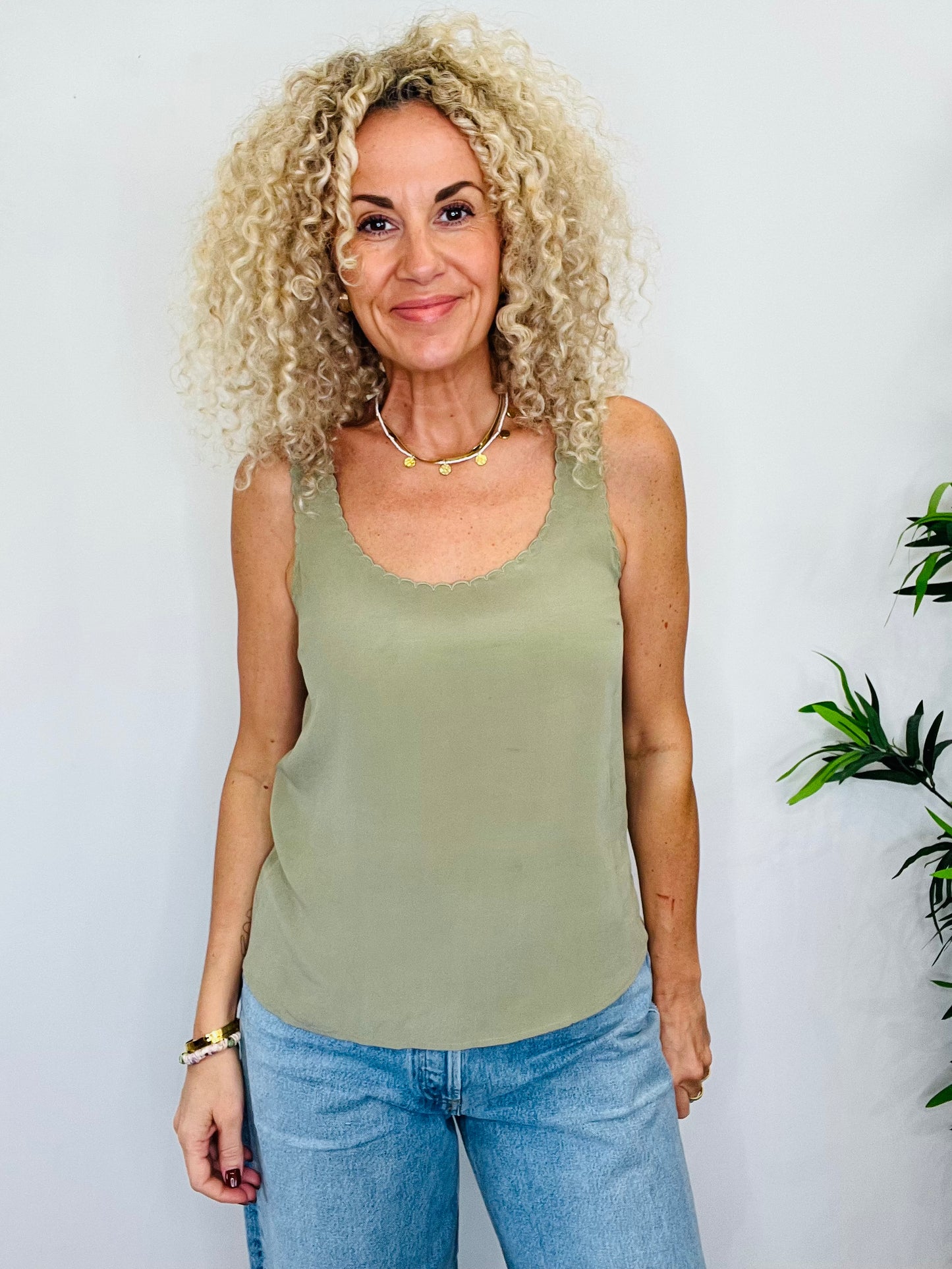 Silk Vest Top - Size 38