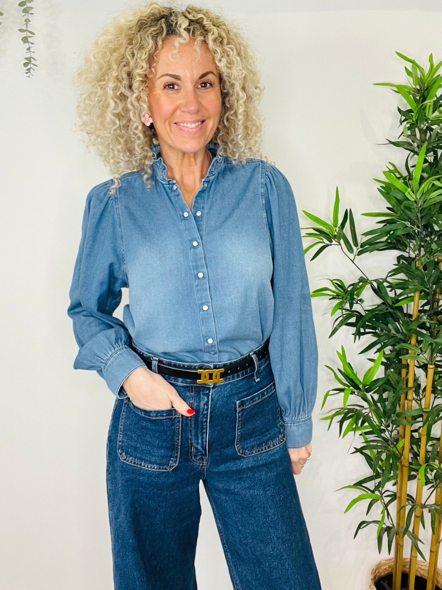 Frill Denim Shirt - Size 1