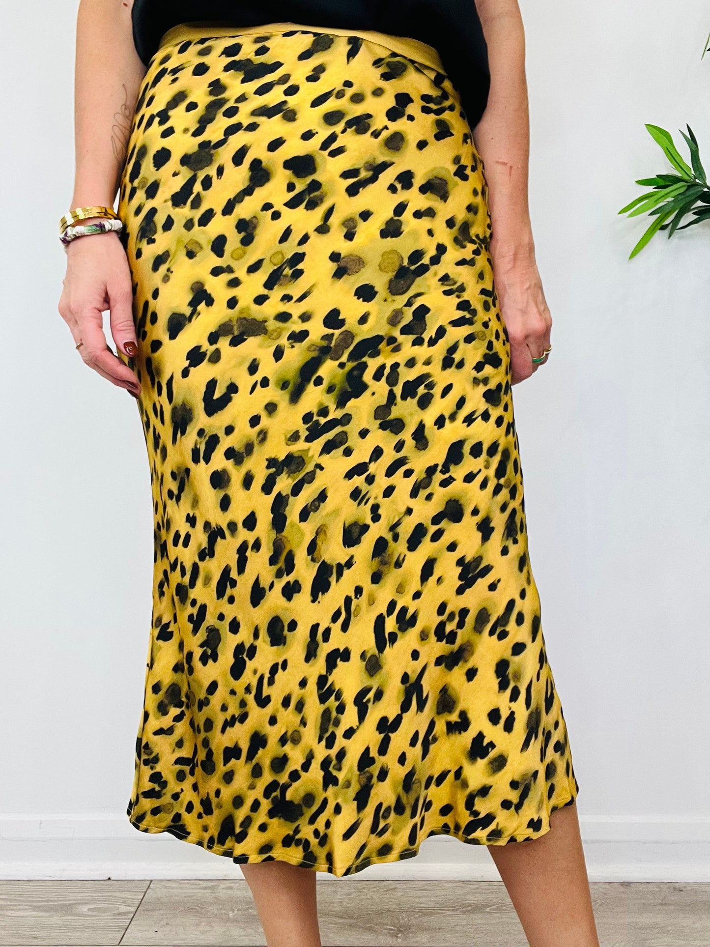 Animal Print Silk Skirt - Size S
