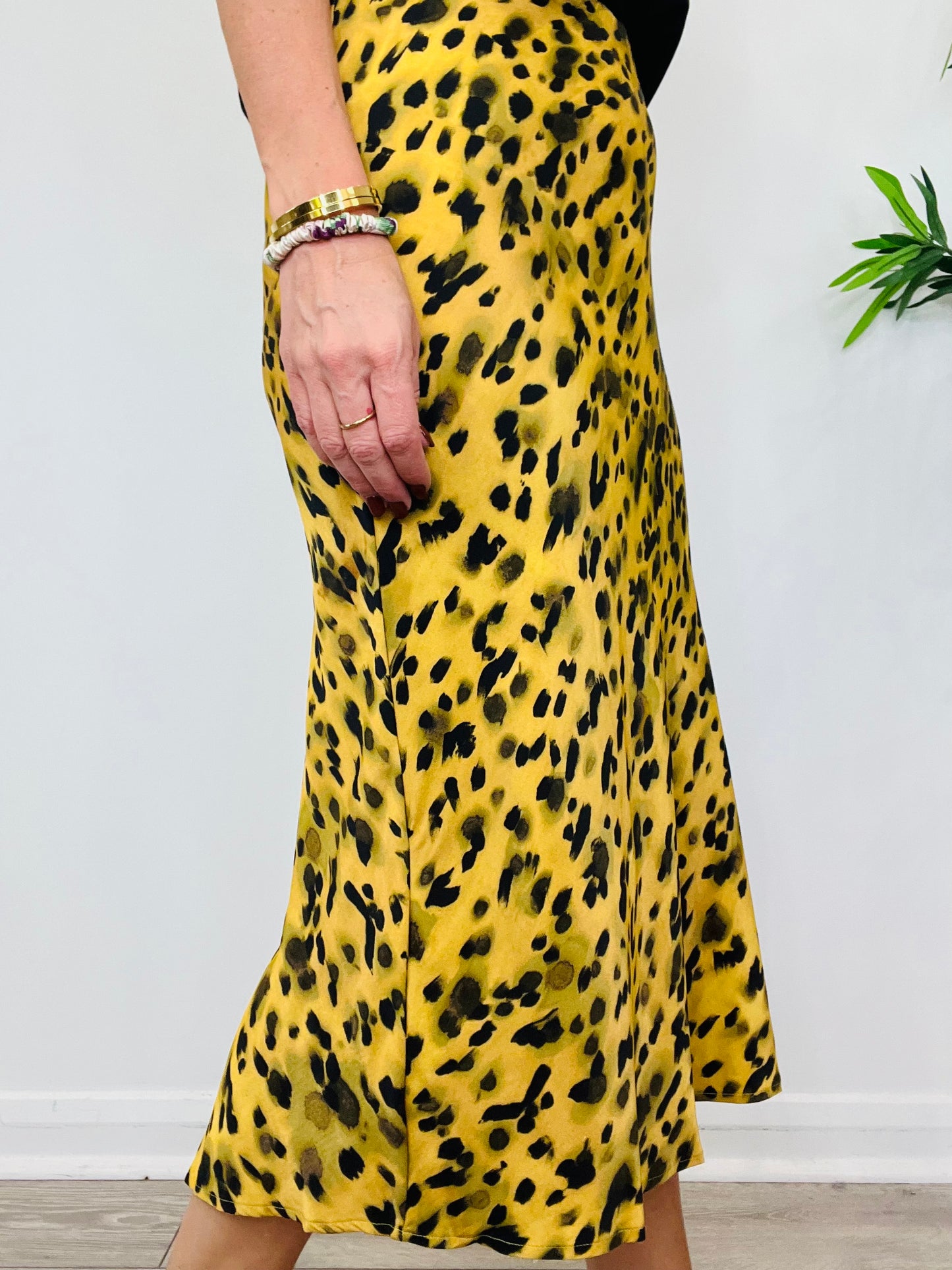 Animal Print Silk Skirt - Size S