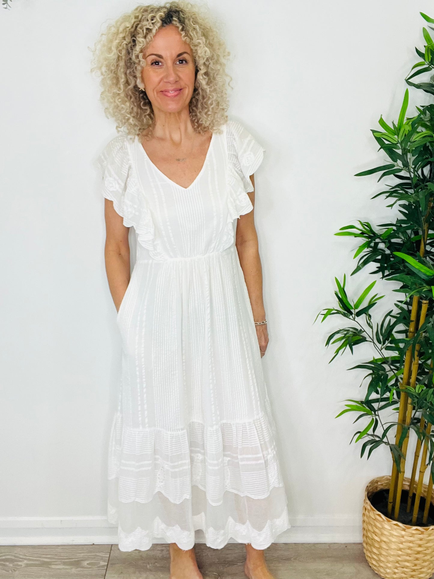 Ruffle Cotton Dress - Size 10