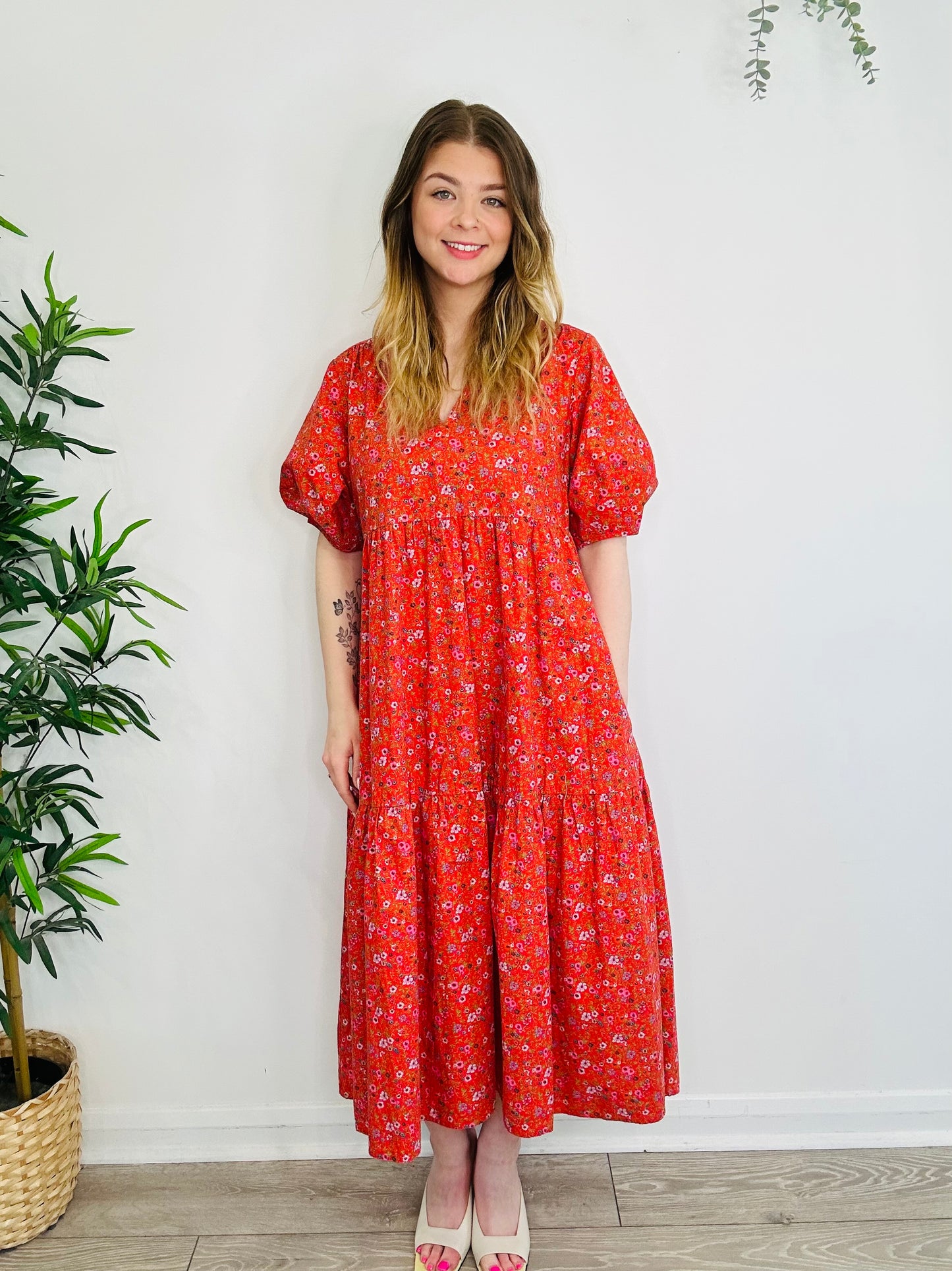 Tiered Floral Dress - Size 4