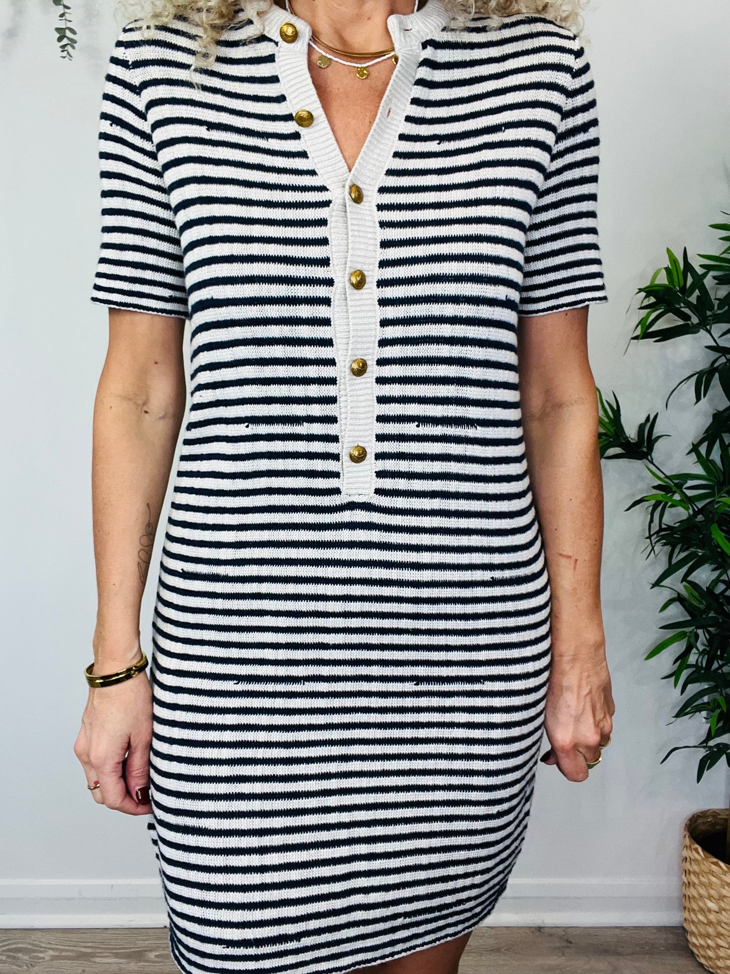 Striped Knitted Dress - Size S