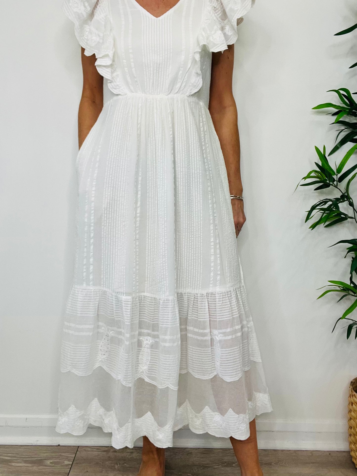 Ruffle Cotton Dress - Size 10