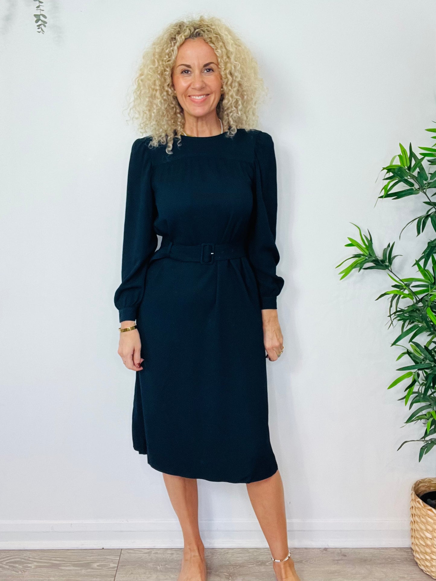 Navy Midi Dress - Size 36