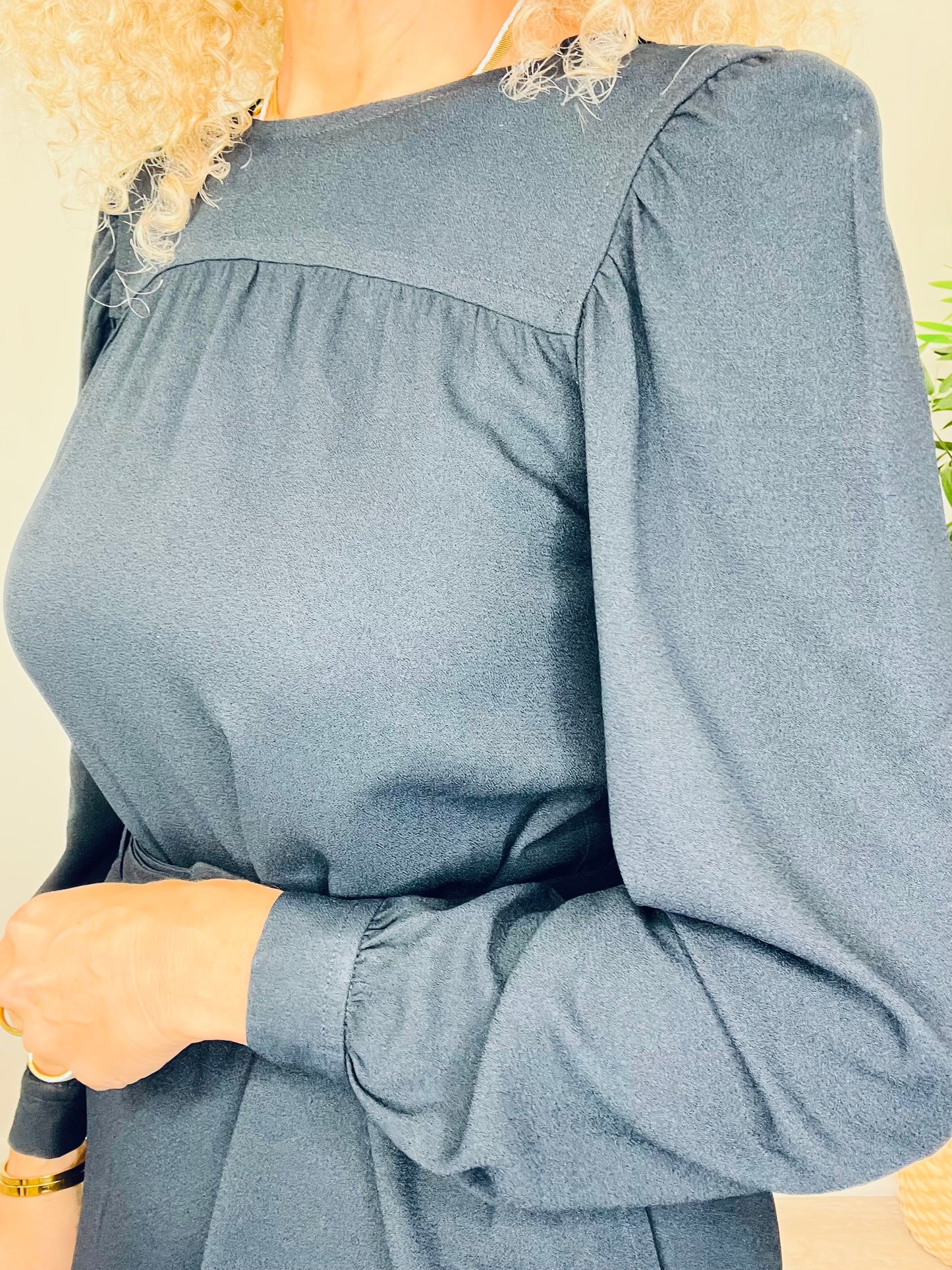 Navy Midi Dress - Size 36
