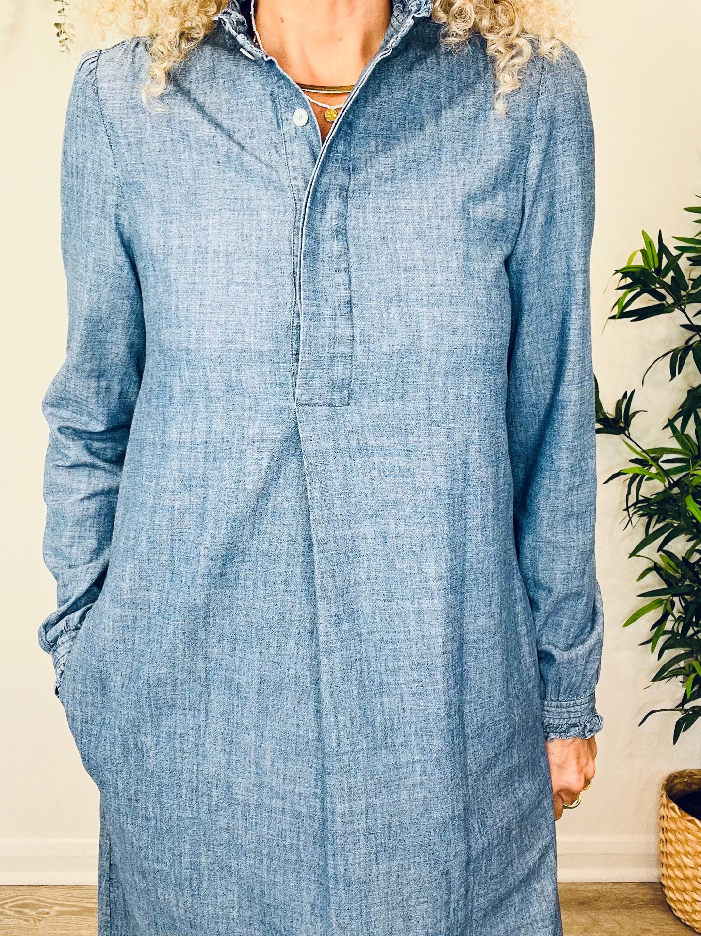 Chambray Midi Dress - Size 38