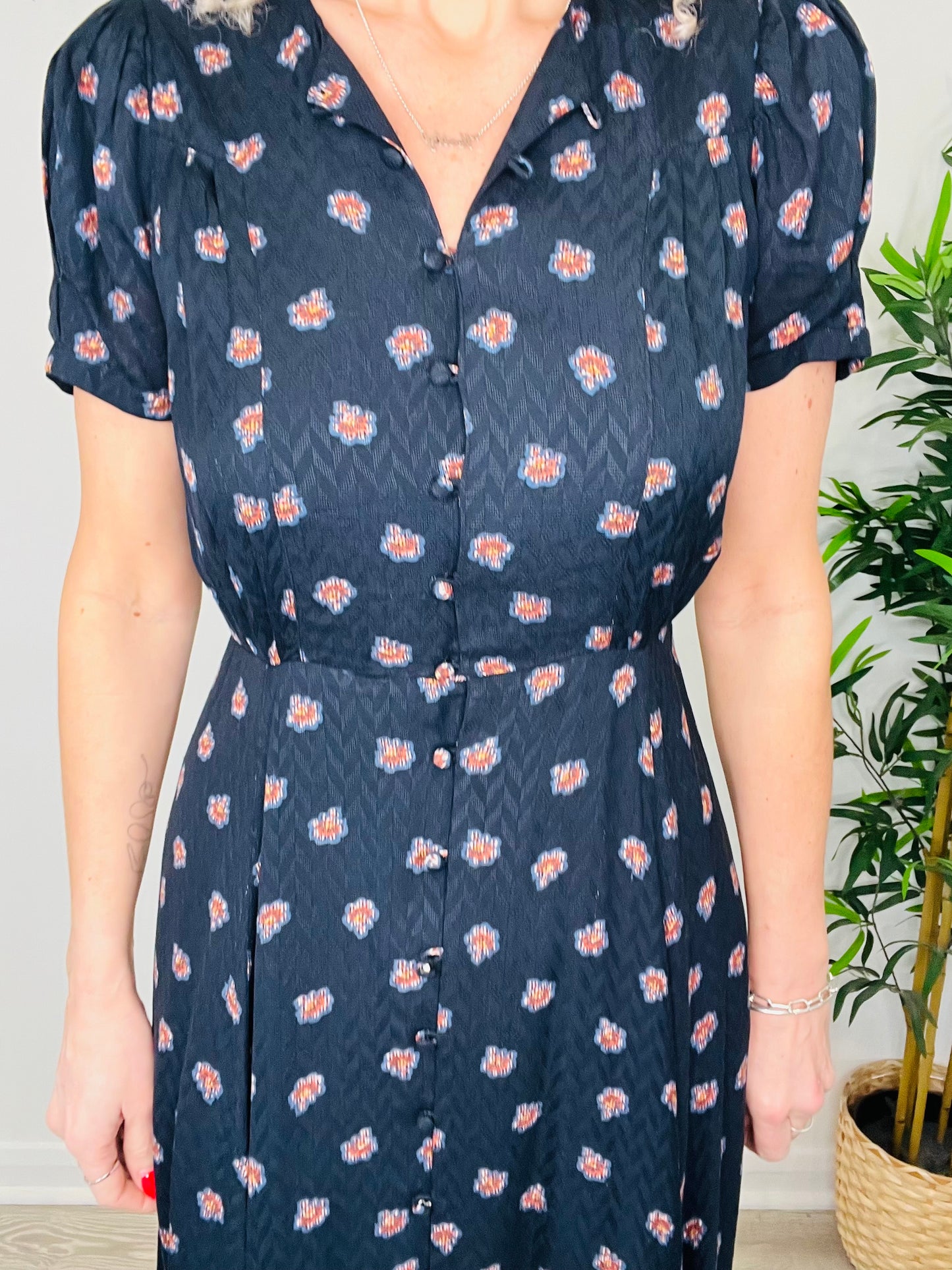 Patterned Tea Dress - Size M