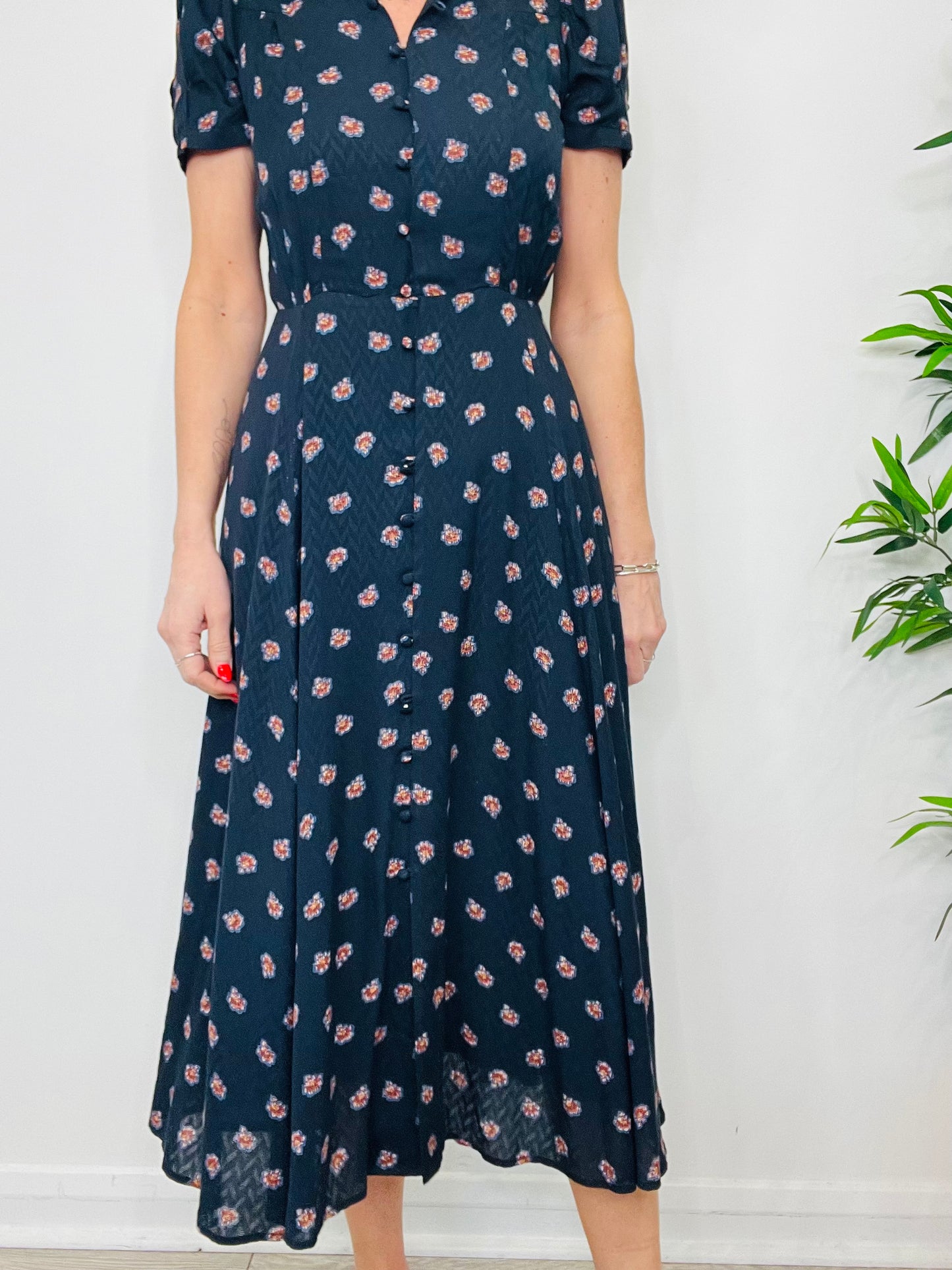 Patterned Tea Dress - Size M