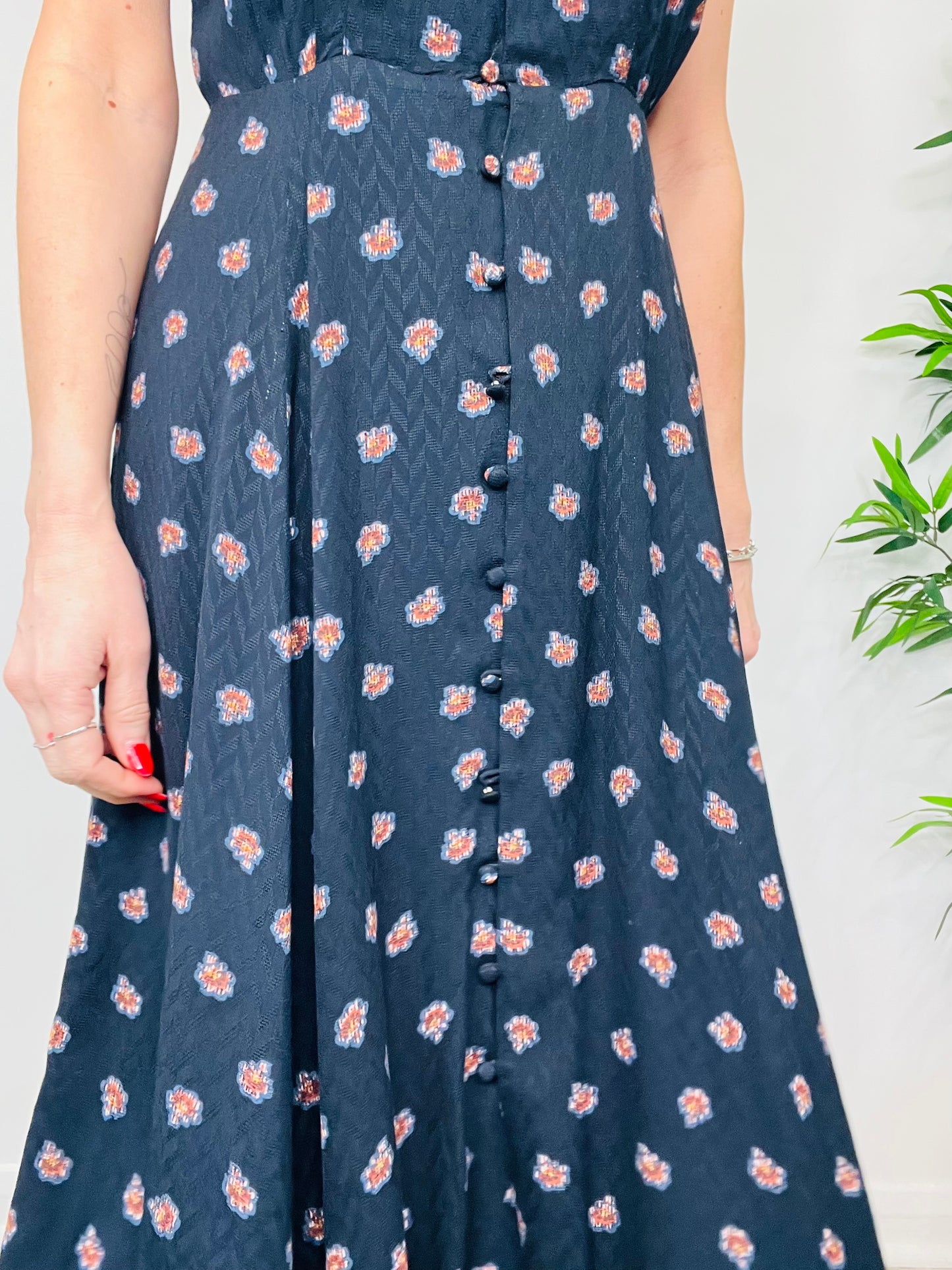 Patterned Tea Dress - Size M