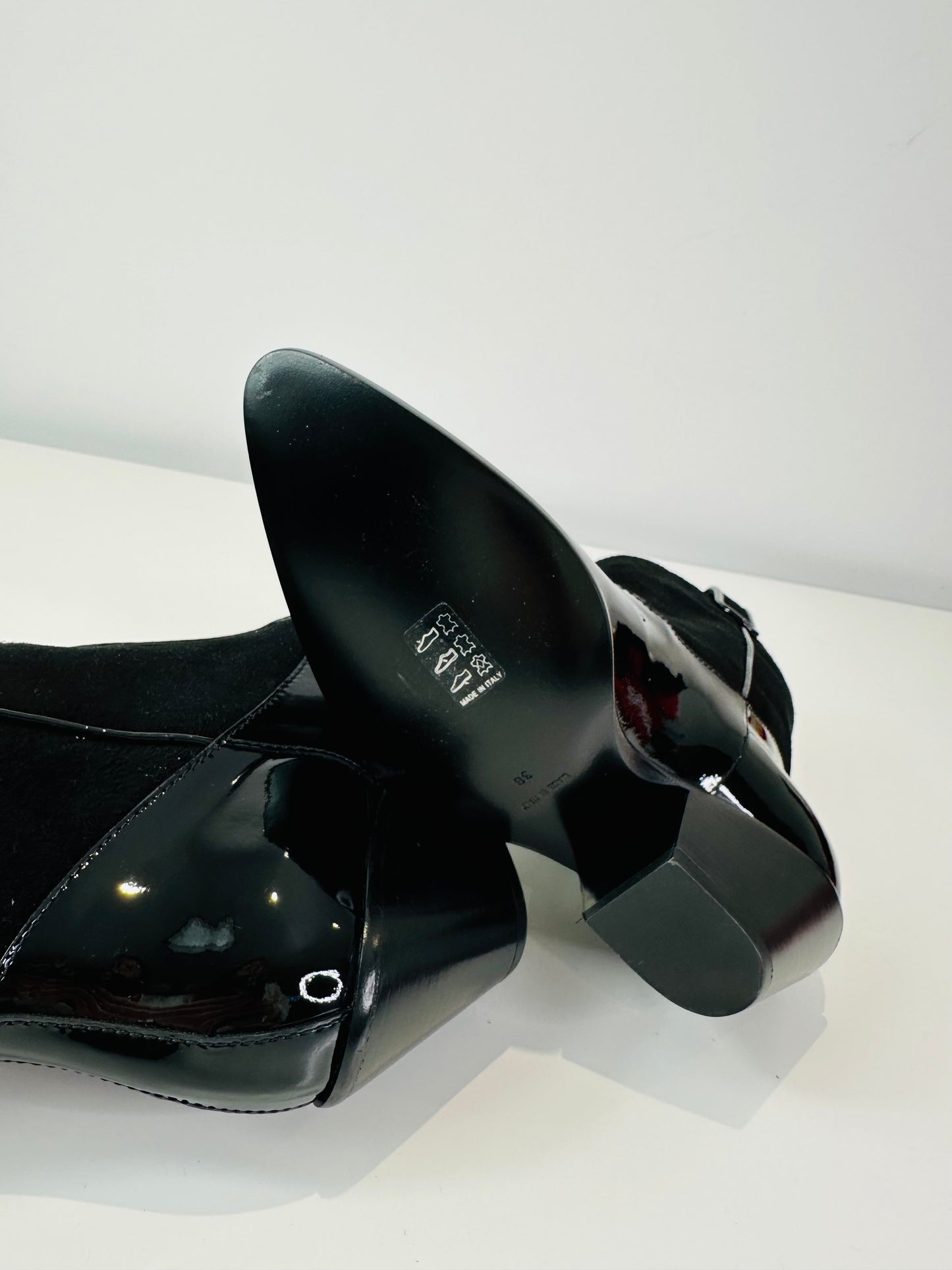 Patent Leather Boots - Size 38