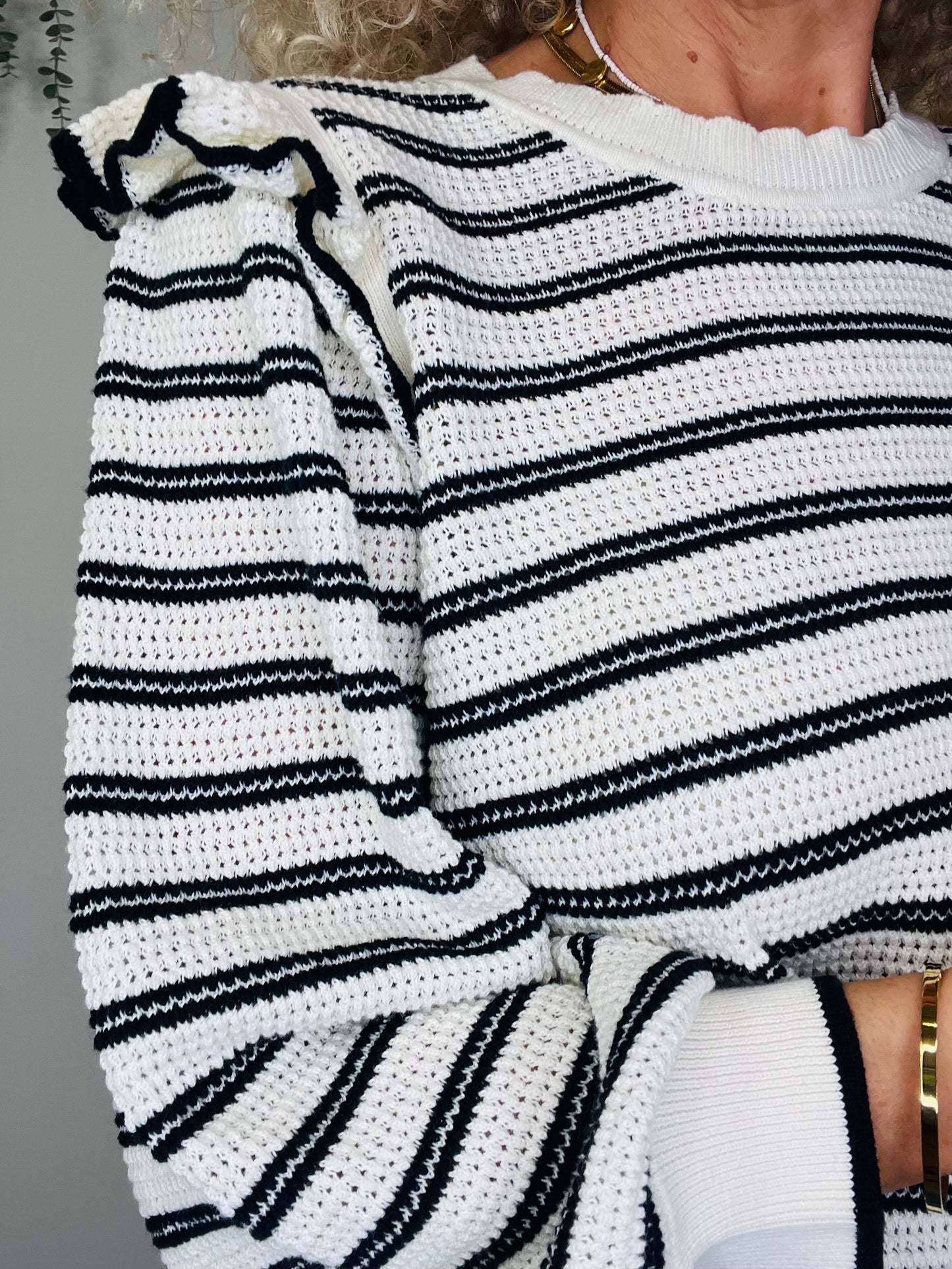 Striped Frill Jumper - Size L