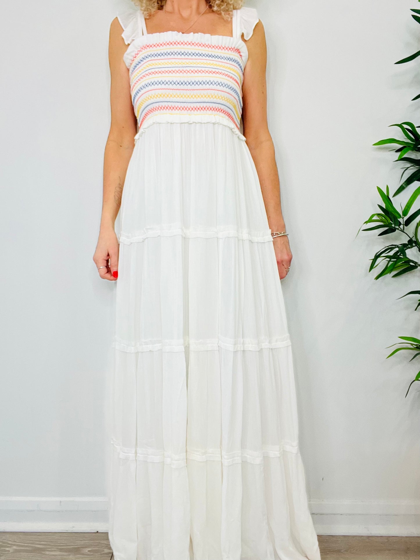 Smocked Maxi Dress - Size S