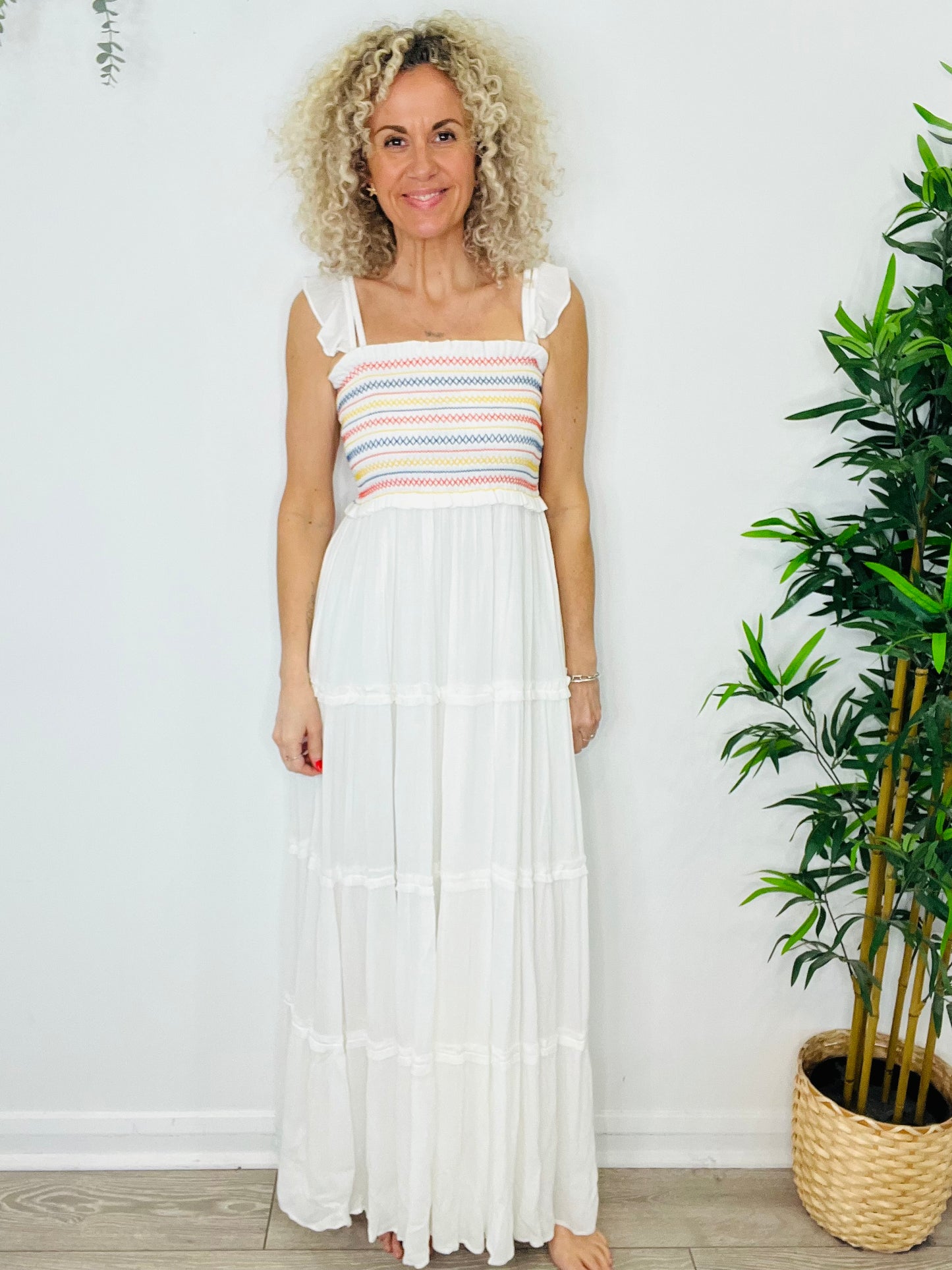Smocked Maxi Dress - Size S