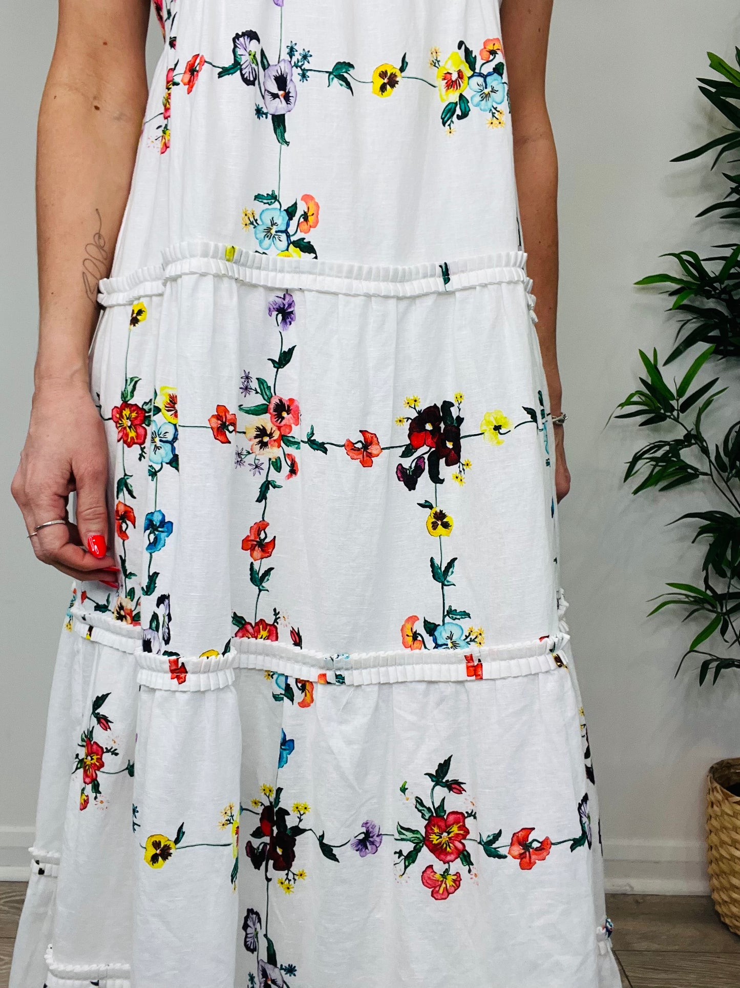 Floral Linen Dress - Size S