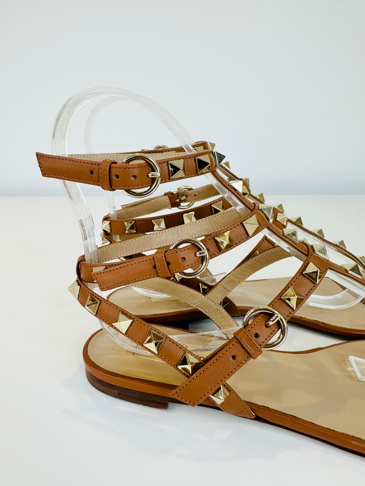 Leather Rockstud Sandals - Size 38